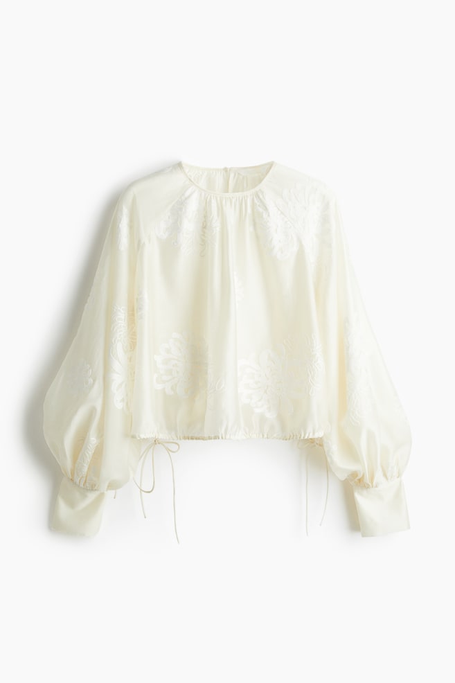 Blouse met borduursel - Roomwit - 1