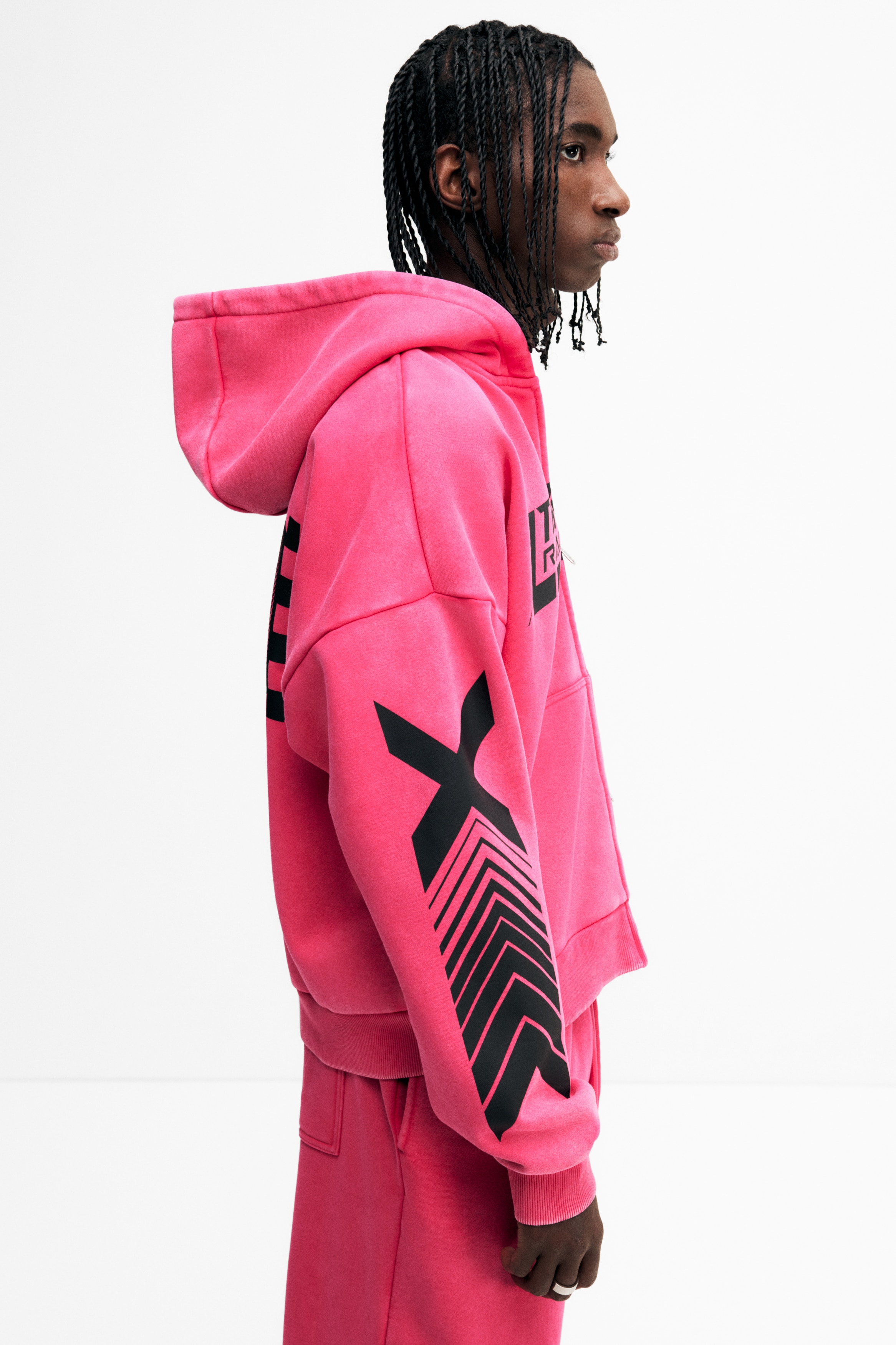 hmh ピンク Oversized Fit Zip-through hoodie - Cerise/Thunder Racing