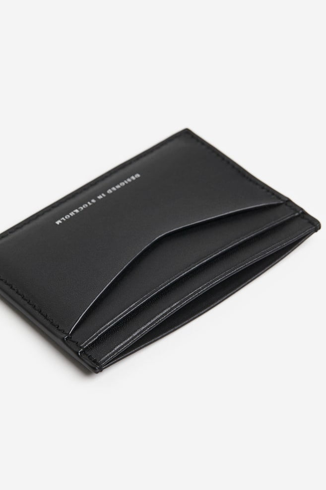 Leather card holder - Black/Light blue - 2