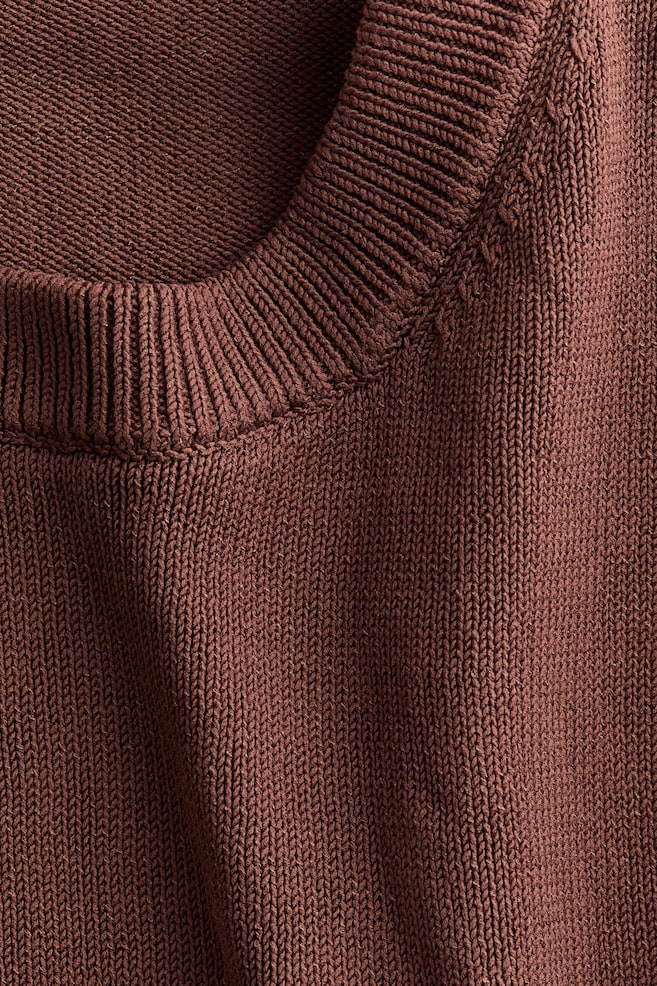 Rolled-Edge Sweater - Brown/Light dusty pink - 5