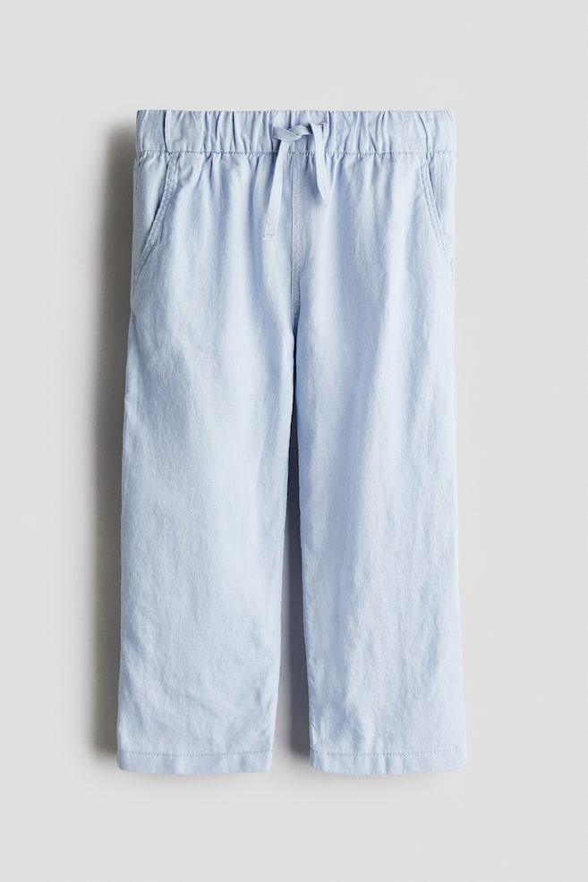 Linen trousers - Light dusty blue/Light beige - 1