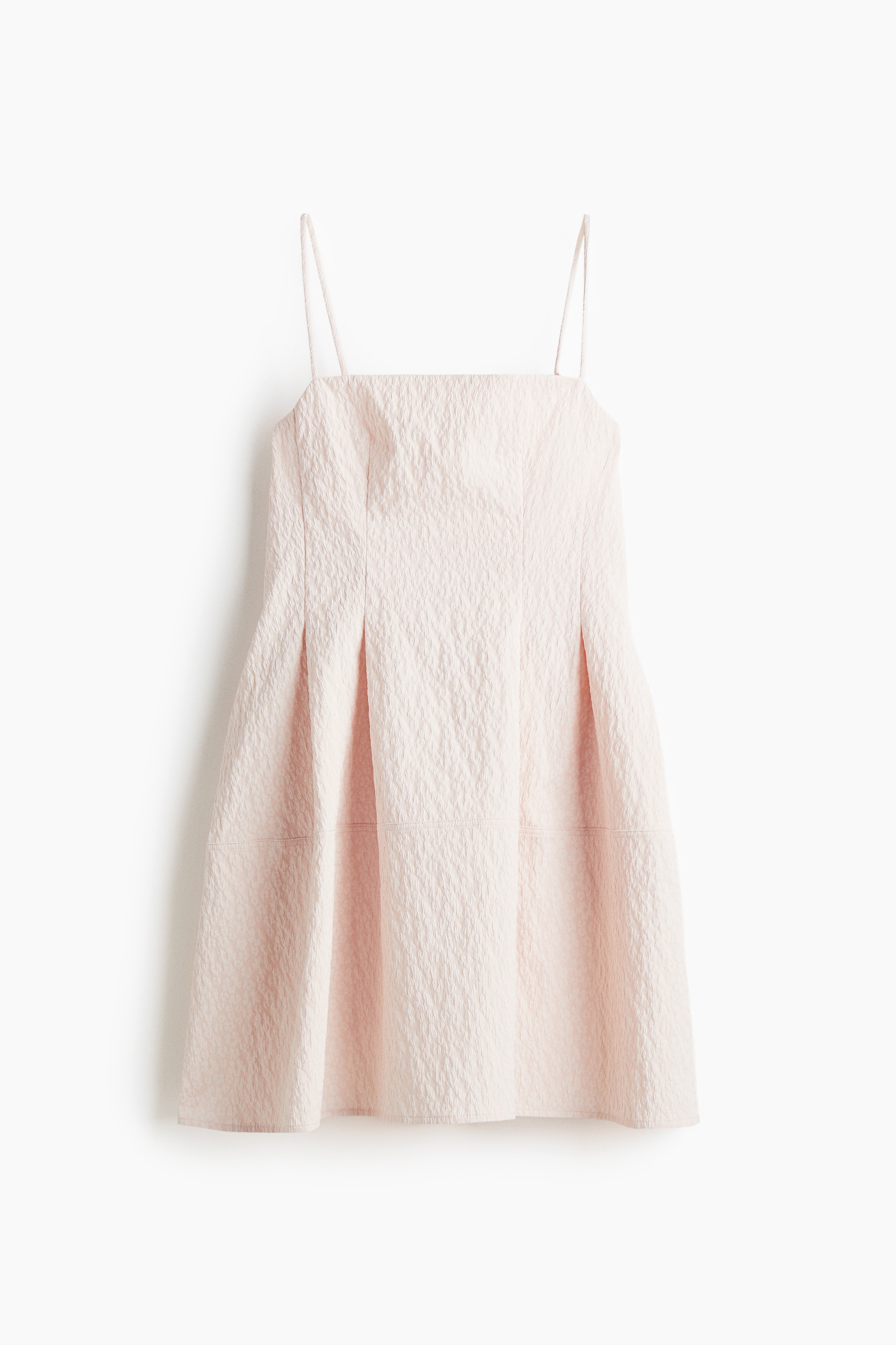 Jacquard-weave strappy dress - Powder pink/White/Black