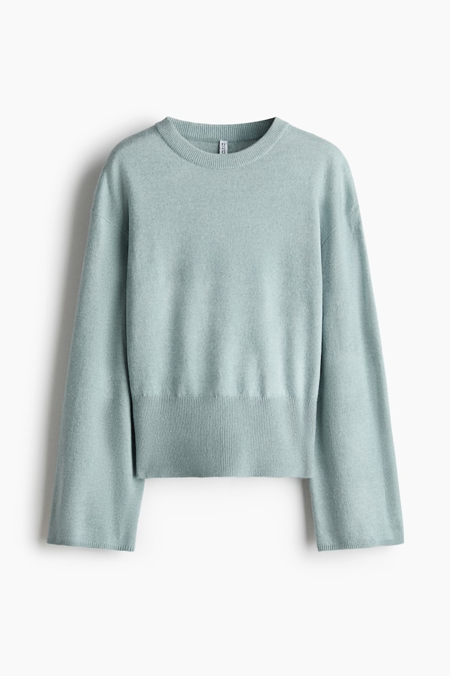 Knit Sweater - Light dusty turquoise/Dark purple - 1