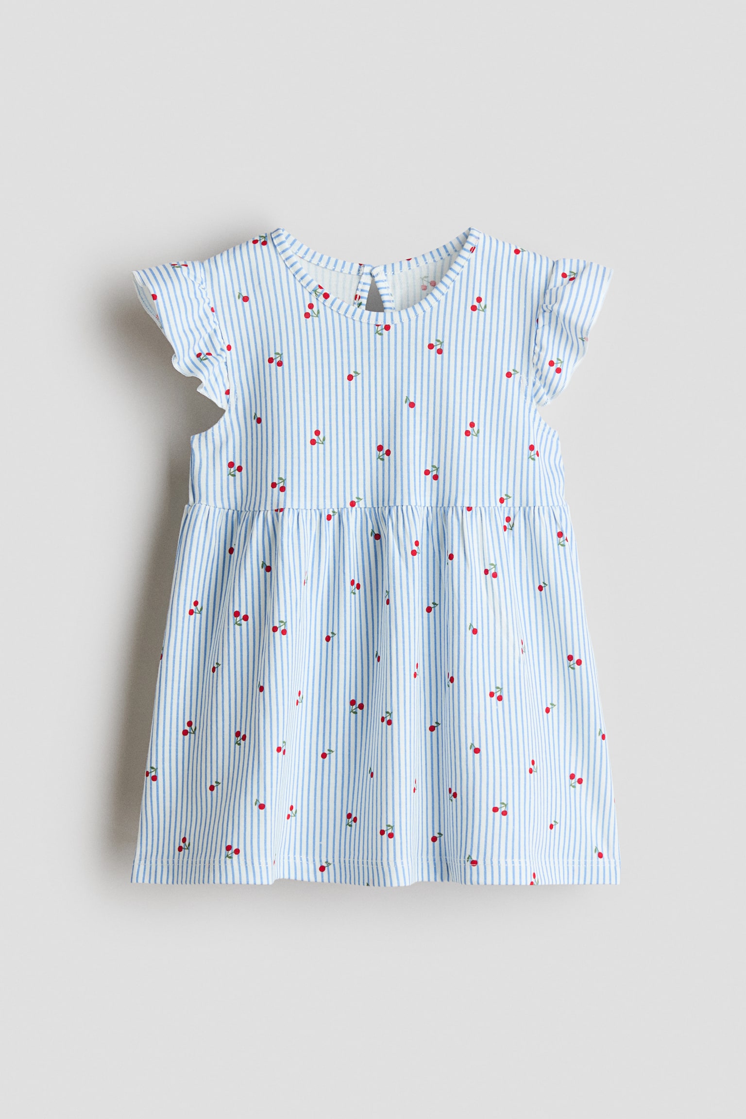 Rochie din bumbac - Albastru-deschis/cireșe/Roz-deschis/inimi