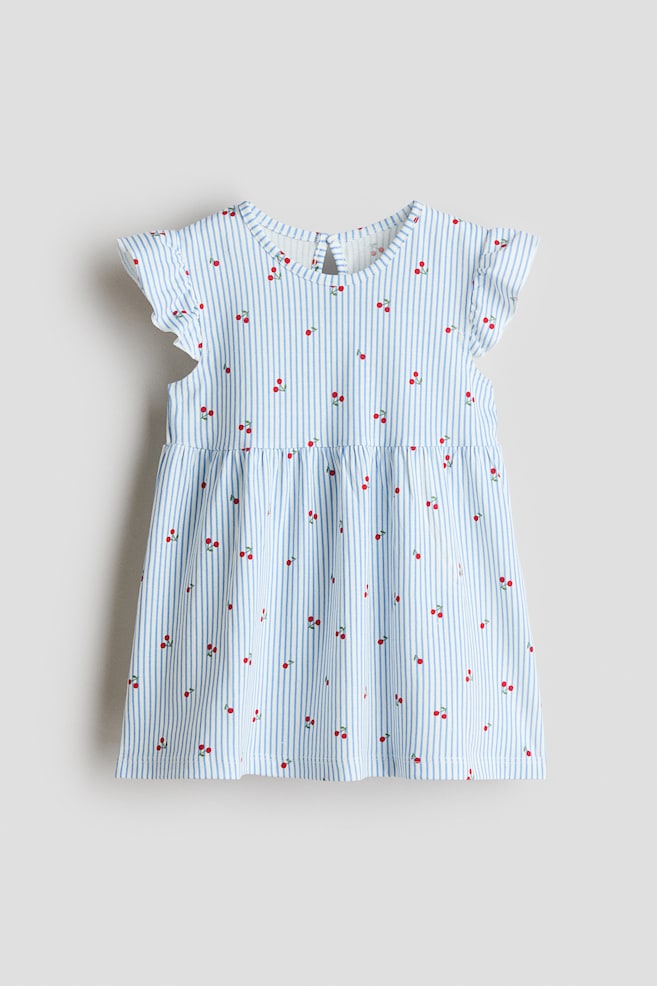 Cotton Dress - Light blue/cherries/Light blue/floral/Light beige/leopard print/Light dusty pink/floral/White/fruit/White/strawberries/Pink/cherries/Multicolored/striped/Yellow/lemons/Light green/floral/Cream/floral/White/strawberries/Light turquoise/seashells/White/dark blue striped/Light blue/bows/Light pink/hearts/Light pink/cherries/Blue/hearts/Light pink/ladybugs - 1