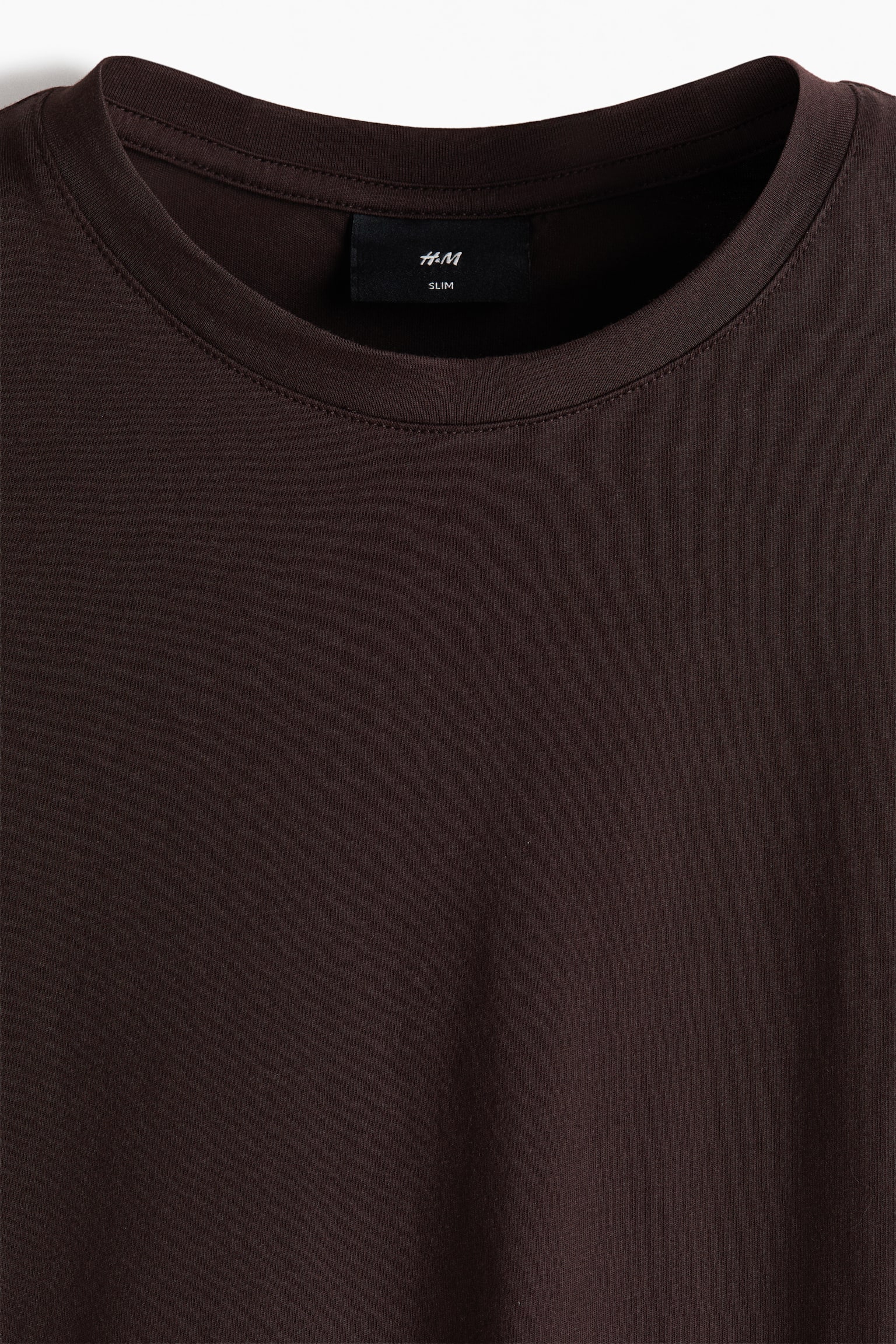 T-shirt Coupe amincie en coton pima - Brun foncé/Blanc/Noir/Marine/Gris chiné/Blanc/Bleu marine/Noir - 4
