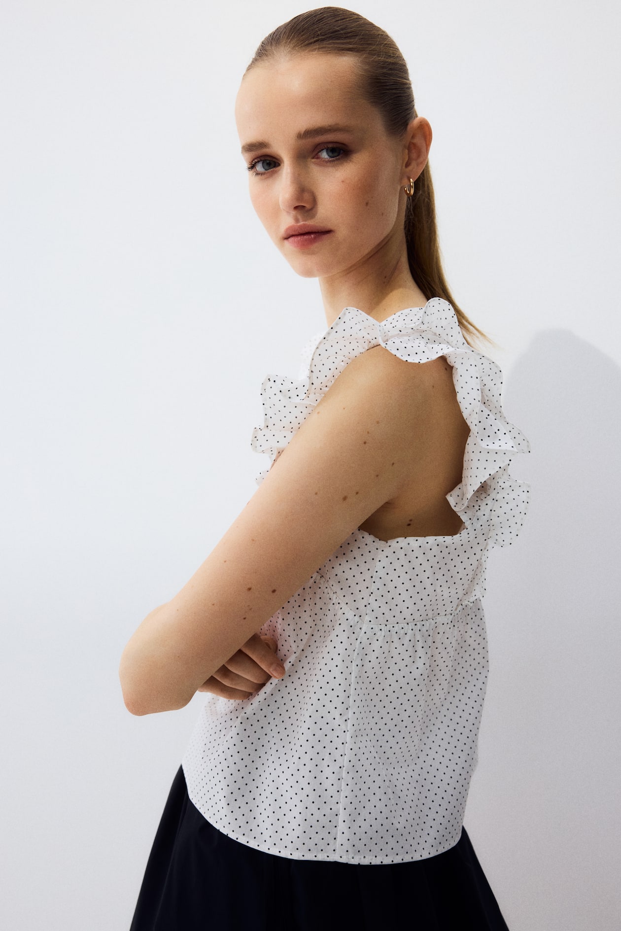 Frill-trimmed cotton poplin top - image 3