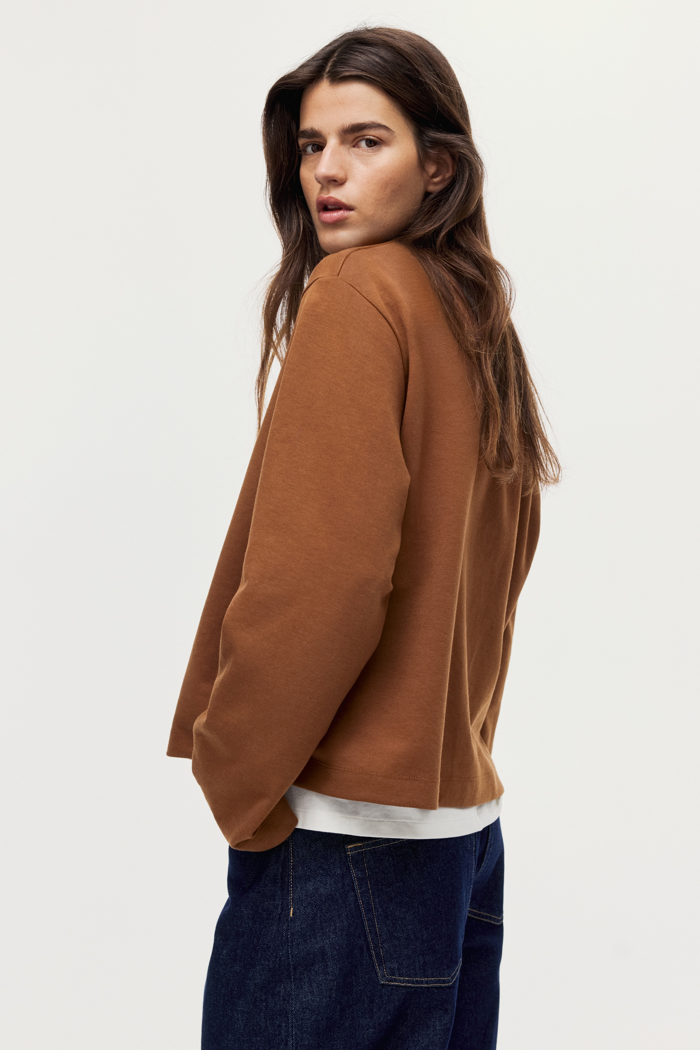 H & M - インターロックトップス - ベージュ