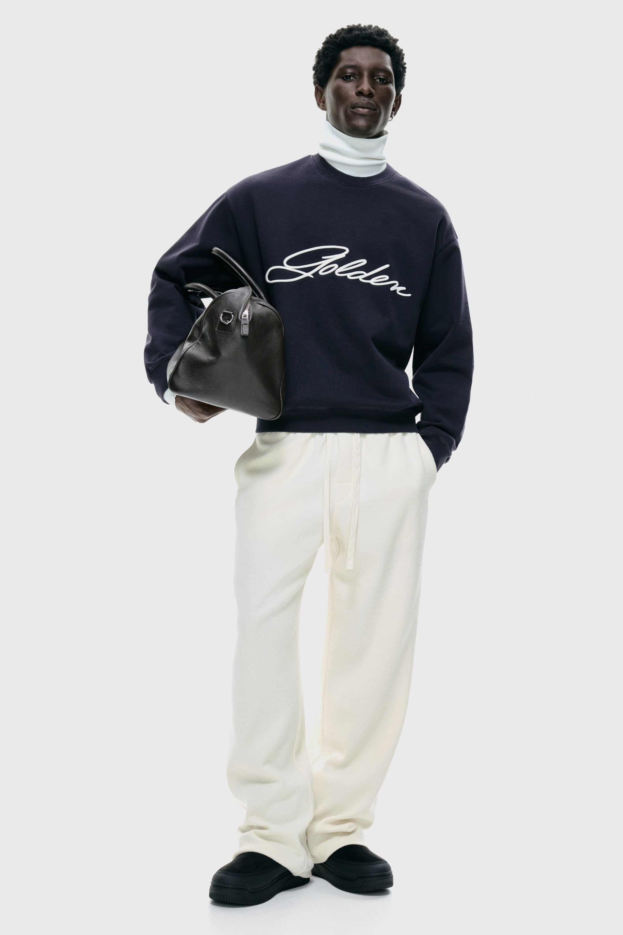 View larger image: Loose Fit Sweatshirt - Navy blue/Golden - Men | H&M IN 1