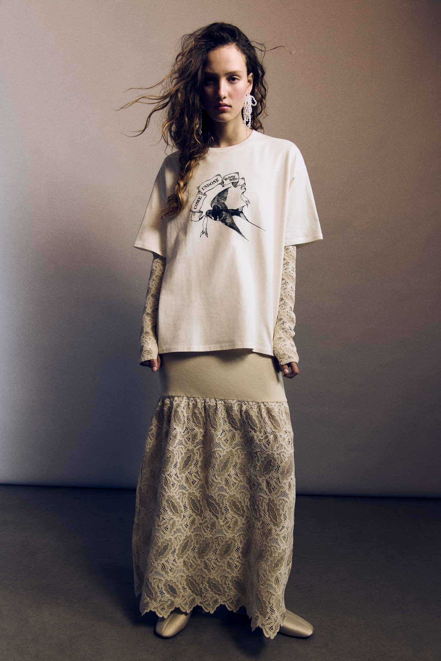 Oversized printed T-shirt - Cream/Wuthering Heights - 4