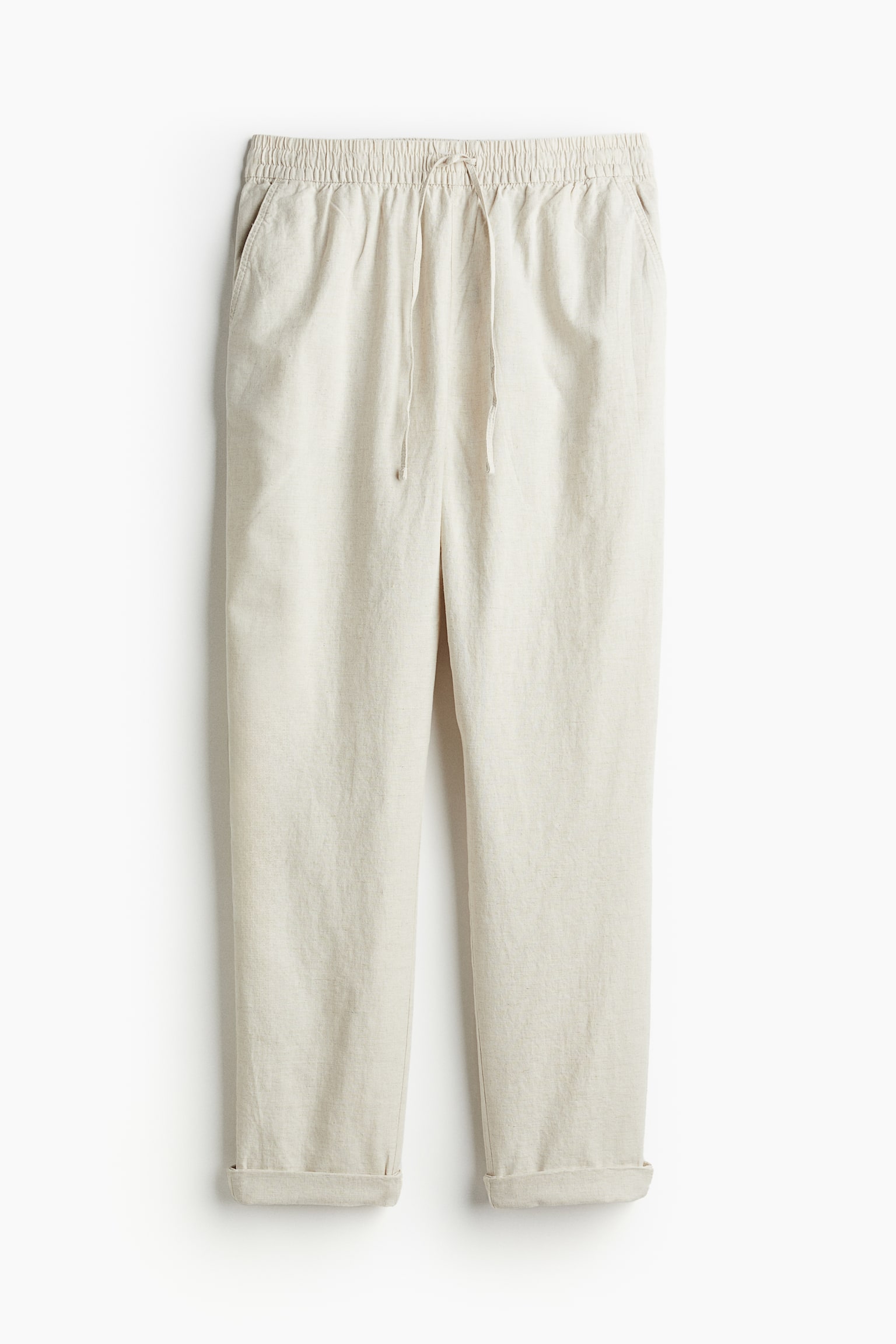 Linen-blend joggers - Light beige/Beige/Striped/Black/Navy blue/Khaki green/Light blue - 2