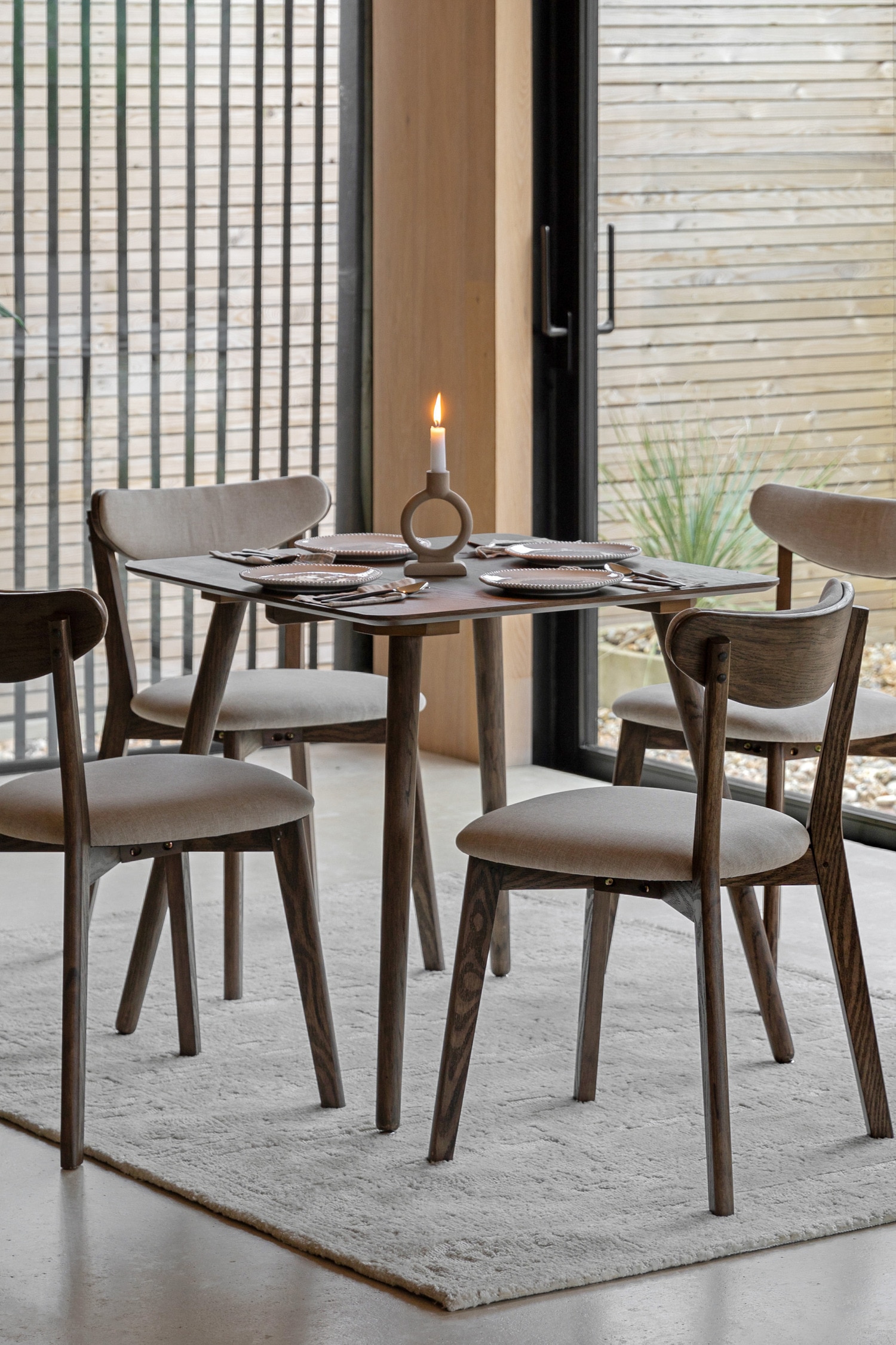 Wood Veneer Square Dining Table - Dark Wood/Natural