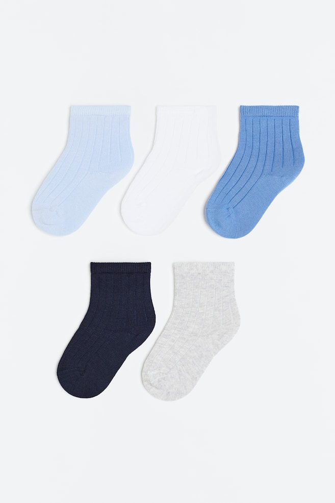 5-pack knitted socks - Light blue/Blue/Light pink/Light mole/Light green/Light pink/Light purple/Natural white/dc/dc/dc/dc/dc/dc - 1