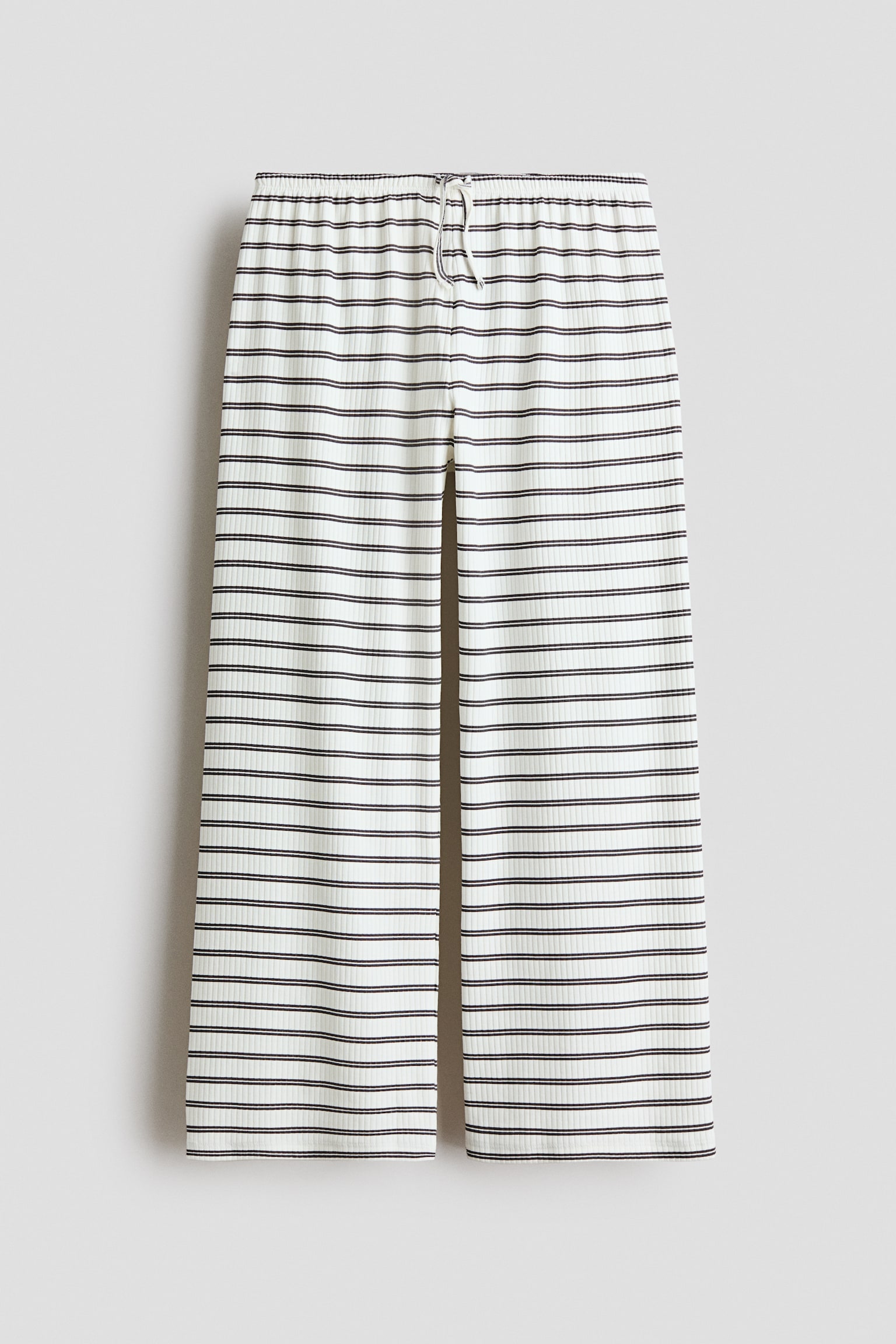 Pantaloni da pigiama in cotone a coste - Bianco/righe