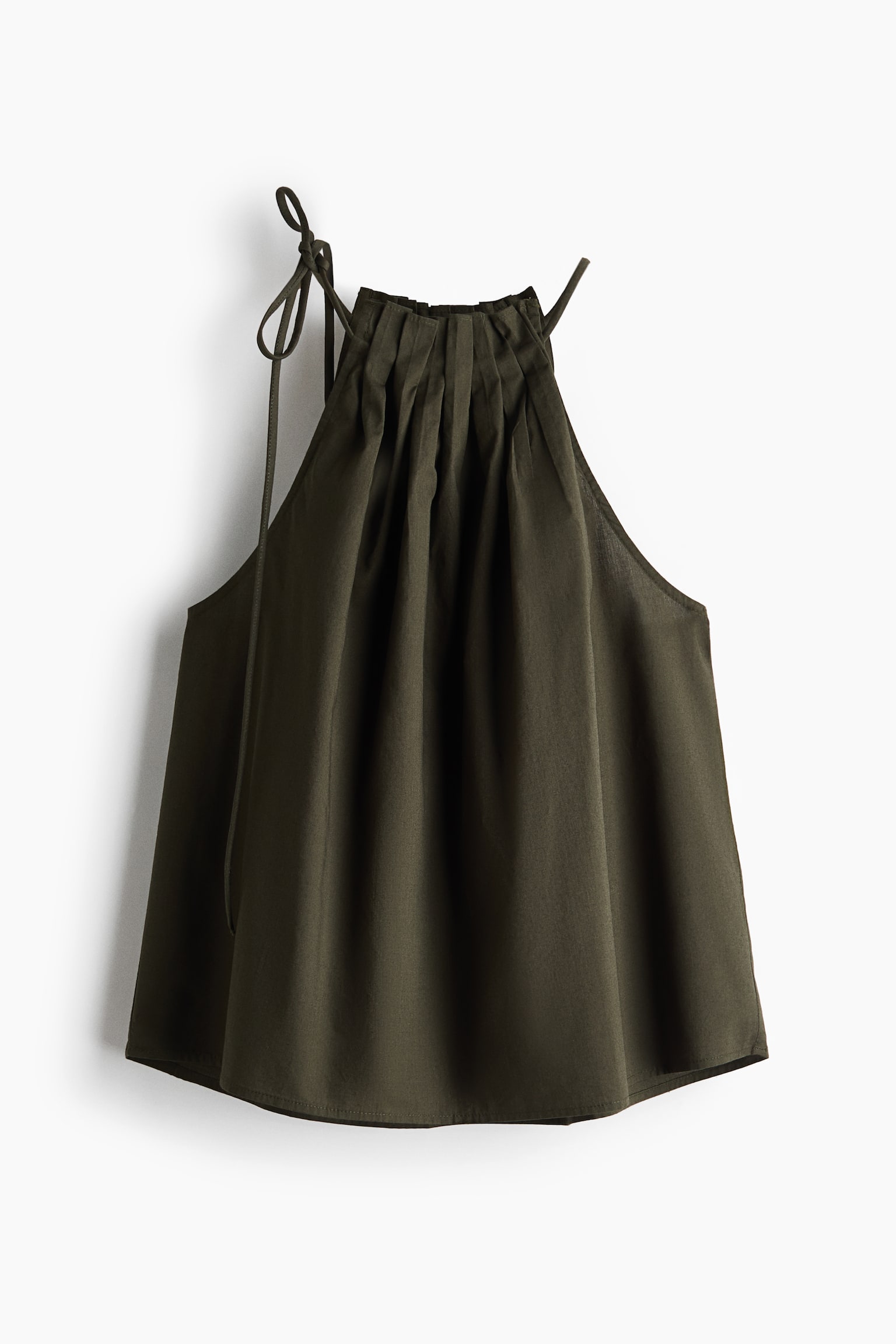 Pleated tie-detail top - Dark khaki green