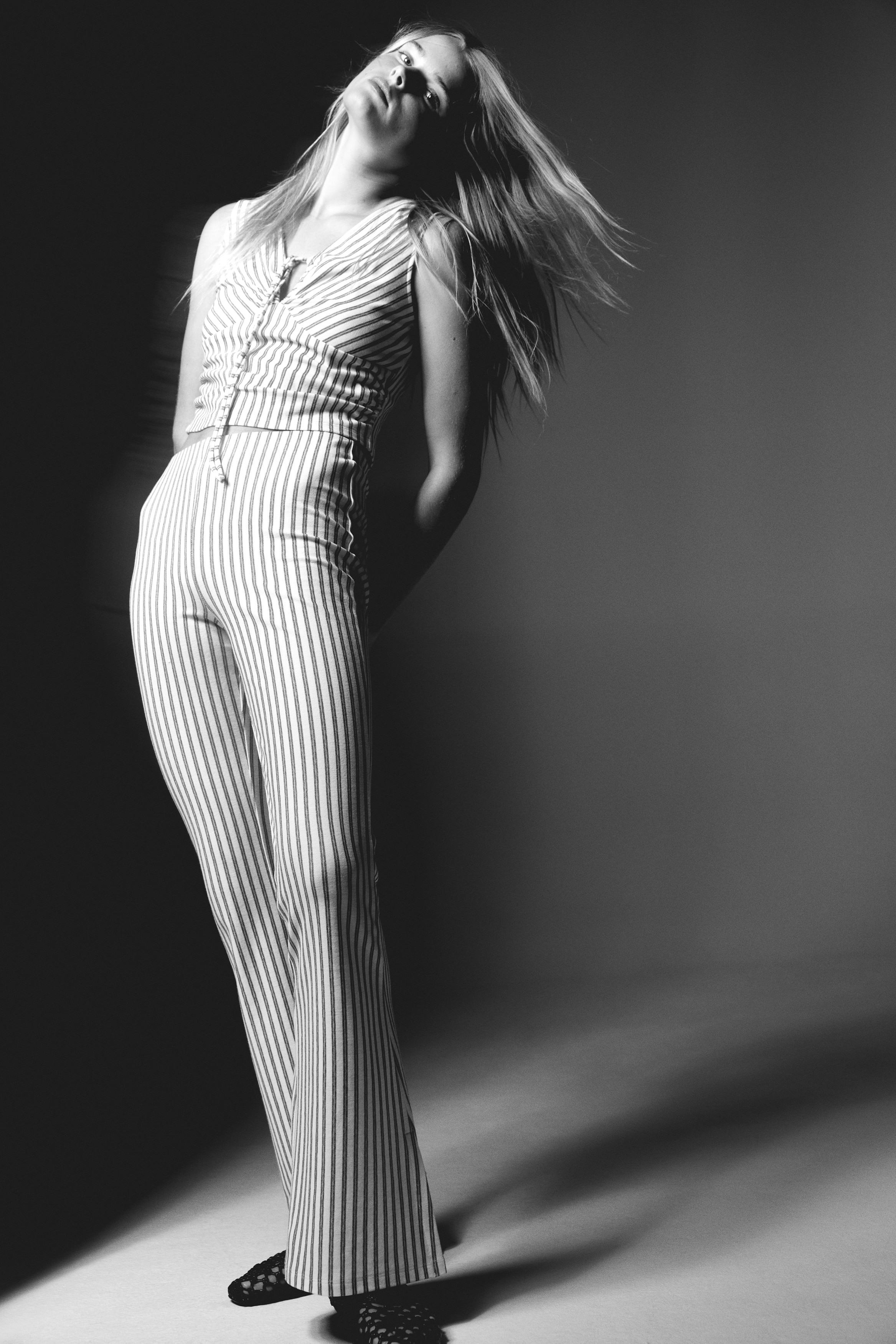 Flared jersey trousers