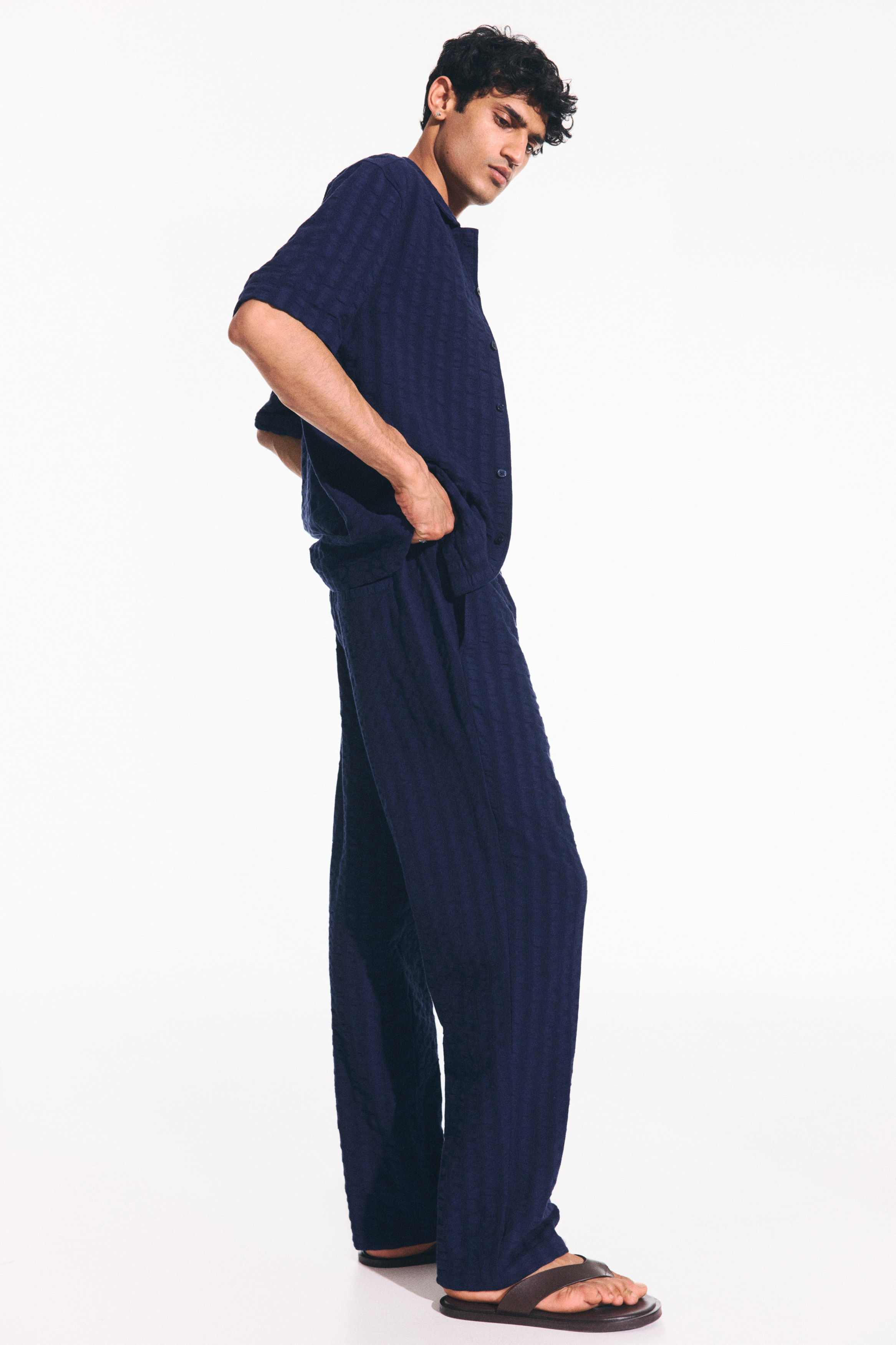 Relaxed Fit Cotton trousers - Navy blue/Dark green