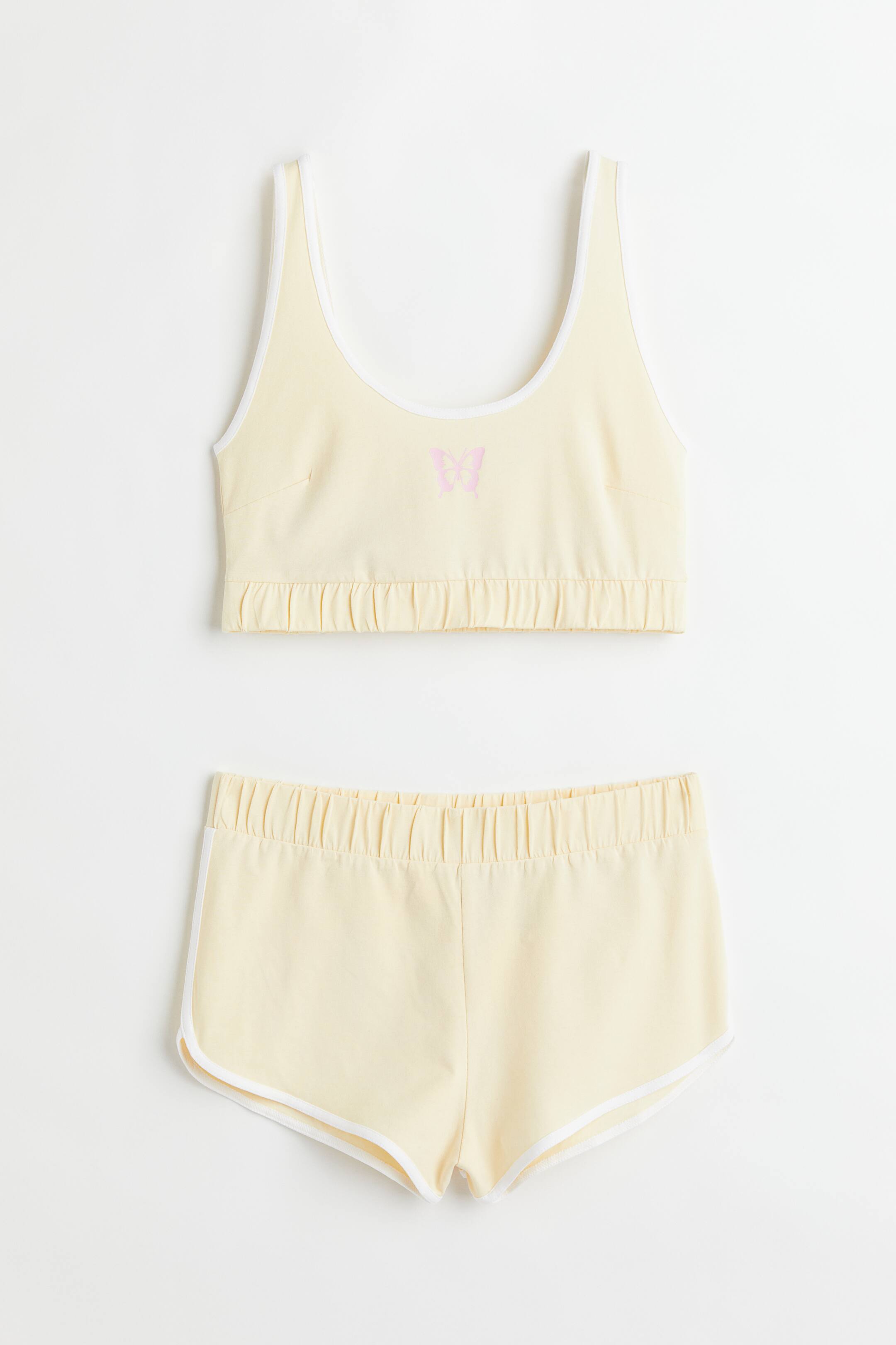 View larger image: 2-piece top and shorts set - Light yellow - Ladies | H&M IN 1