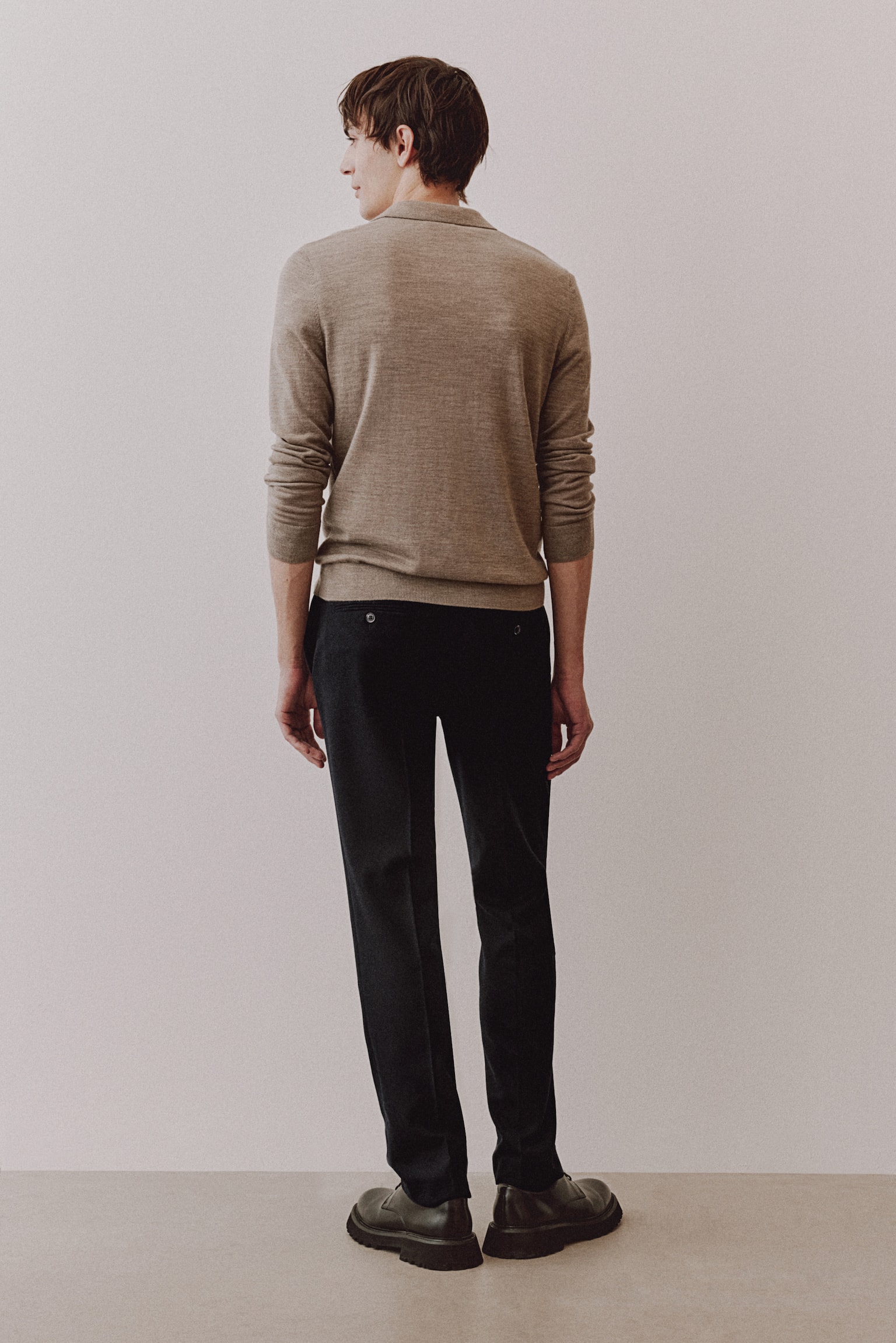 Slim Fit Wool-blend trousers - ダークブルー/ブラウン/ダークグレー - 3