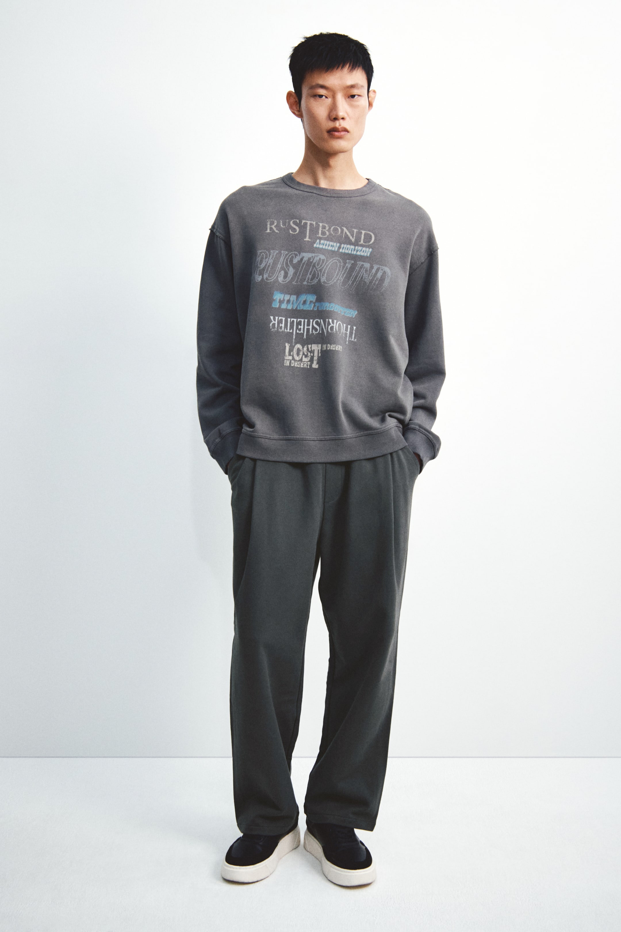 이미지 확대 보기: 코튼 팬츠 - 다크 그레이 - Men | H&M KR 2