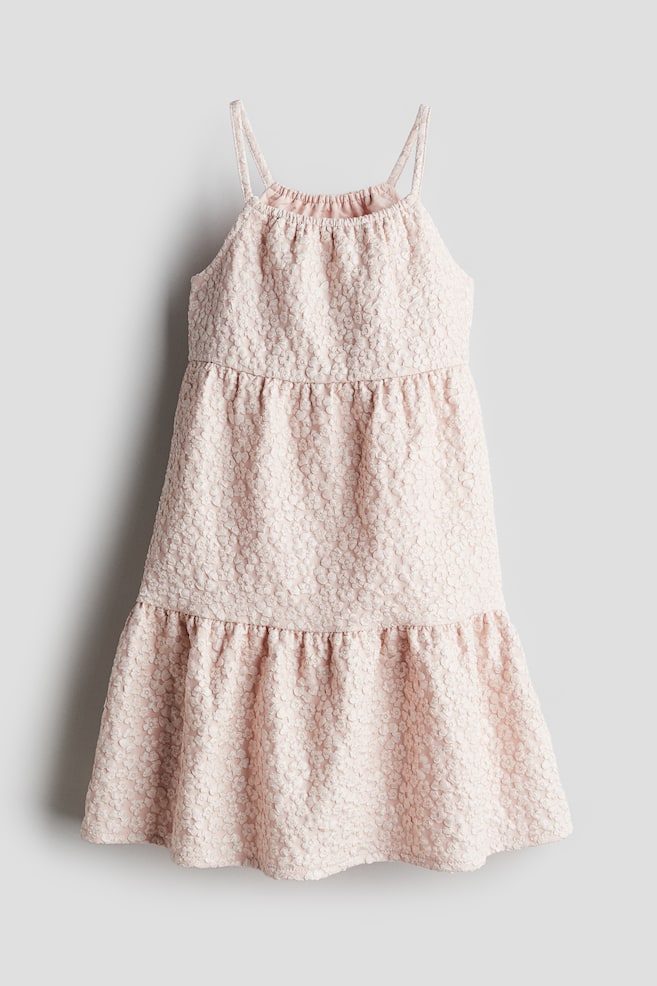 Abito a balze in tessuto jacquard - Rosa polvere chiaro - 1