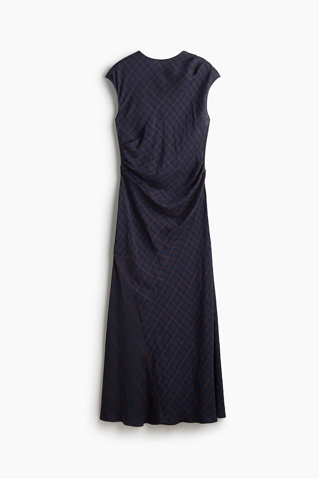Draped viscose-blend dress - Dark blue/Checked - 1