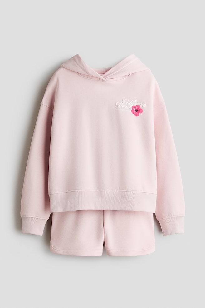 Ensemble 2 pièces avec hoodie et short - Rose clair/California/Blanc/citrons - 1