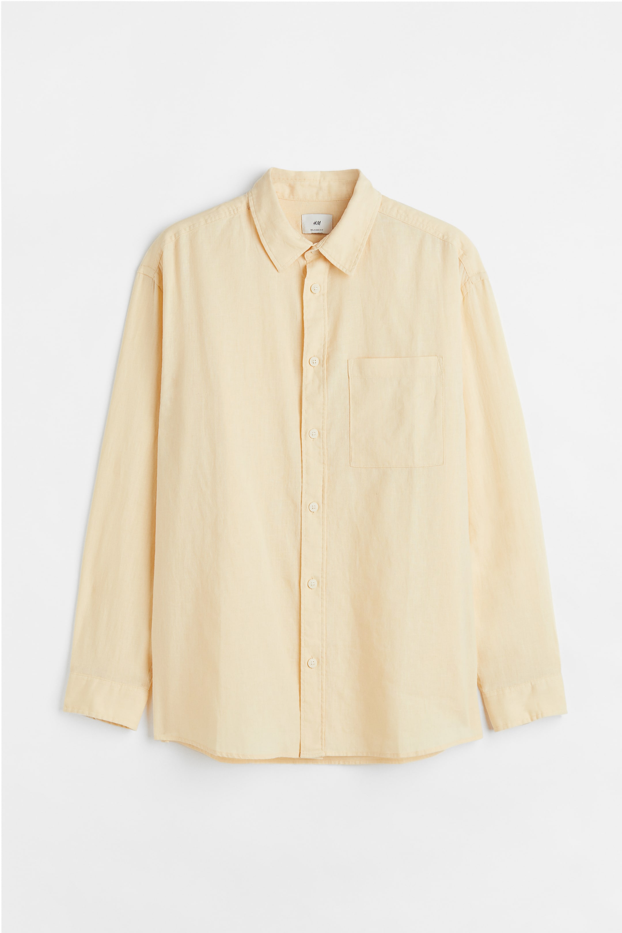 View larger image: Relaxed Fit Linen-blend shirt - Light yellow - Men | H&M 1