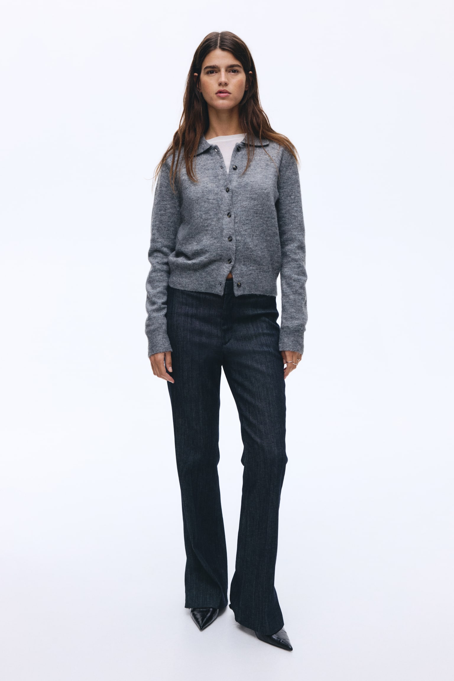 Женские джинсы H&M High Flared, цвет: Тёмный джинсовый синий — фото 4