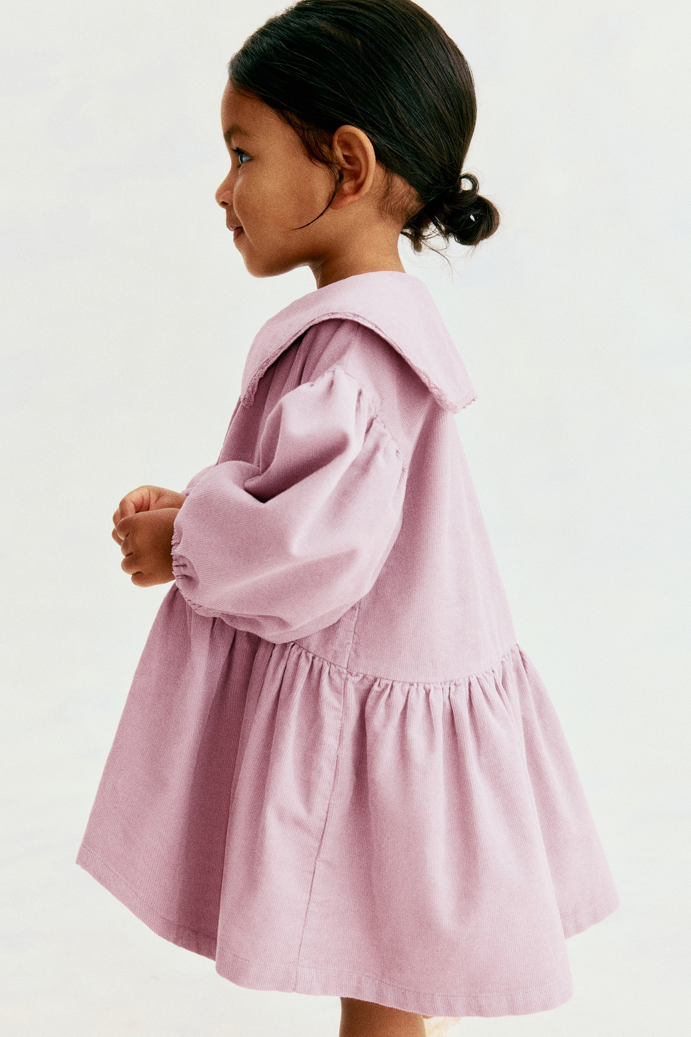 Corduroy cotton dress - Light purple/Dusty pink