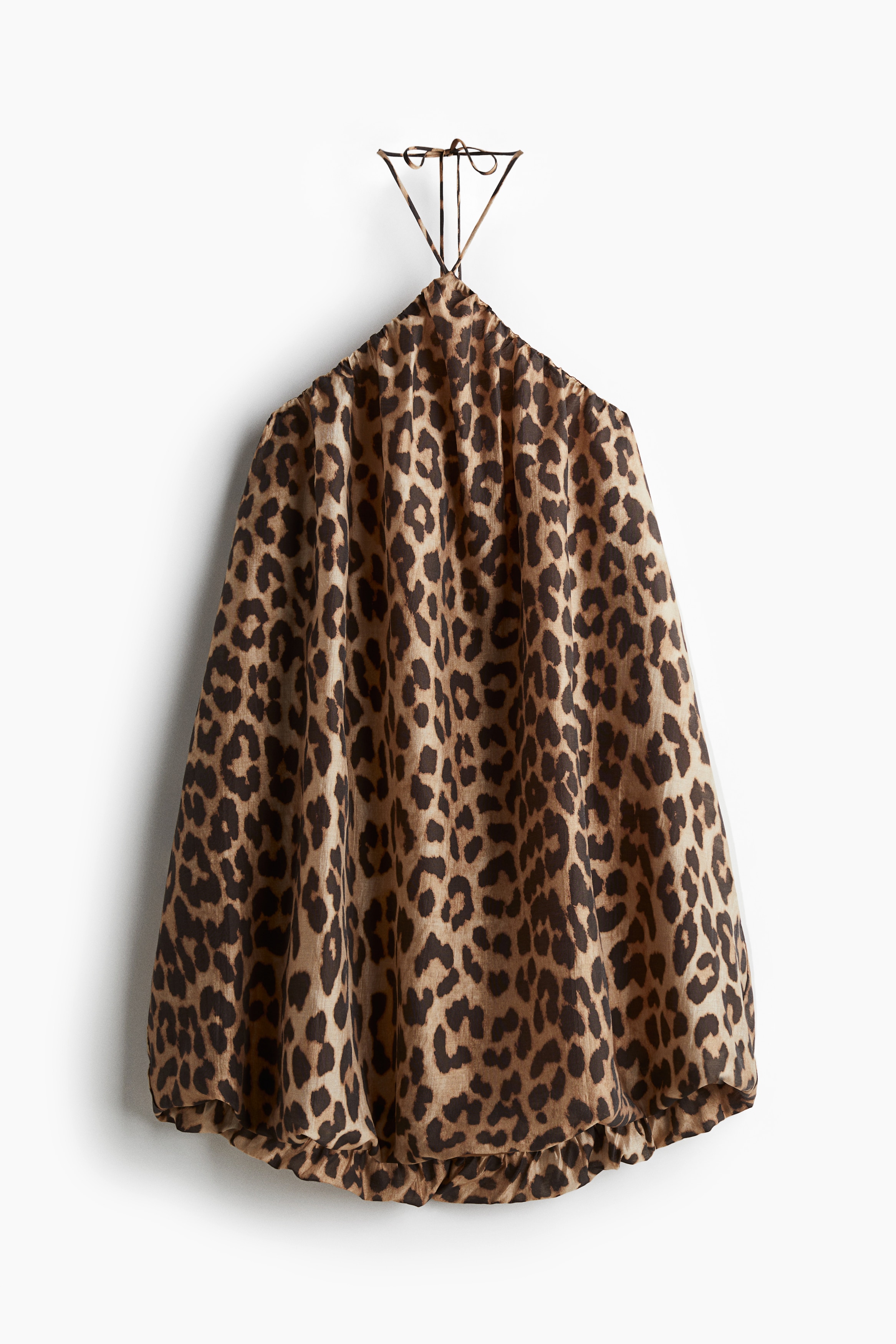 Vestido halterneck abalonado - Bege/Padrão leopardo