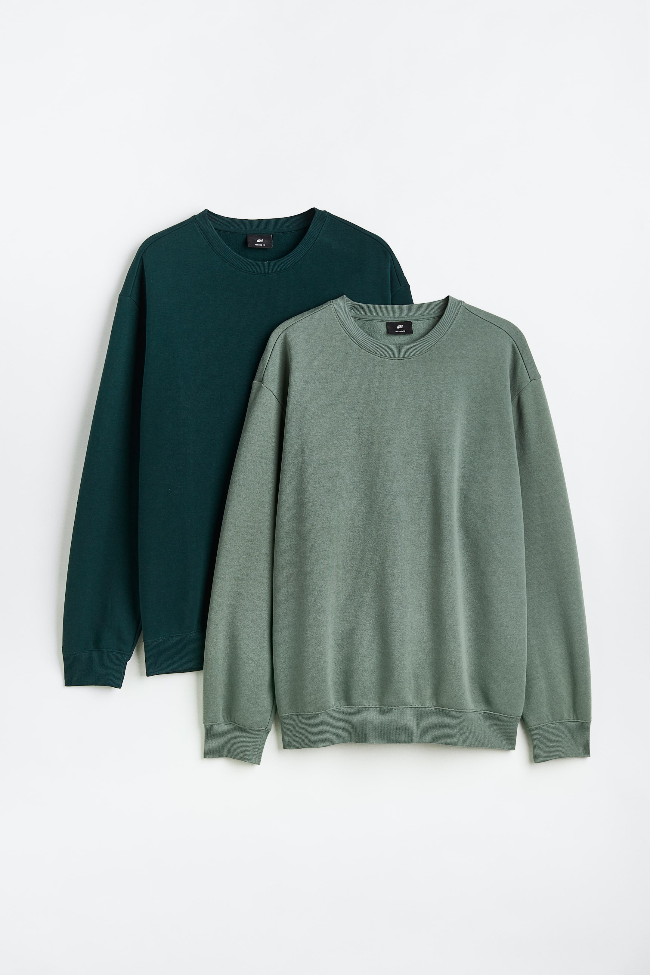 View larger image: 2-pack Loose Fit Sweatshirts - Forest green/sage green - Men | H&M PH 1