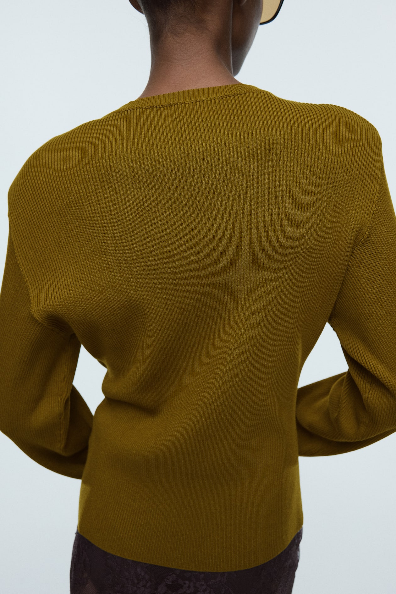 Rib-Knit Shoulder-Pad Top - image 4