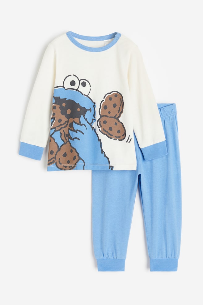 Pyjamas i bomull med trykk - Blå/Sesame Street/Klarblå/Sesame Street - 1