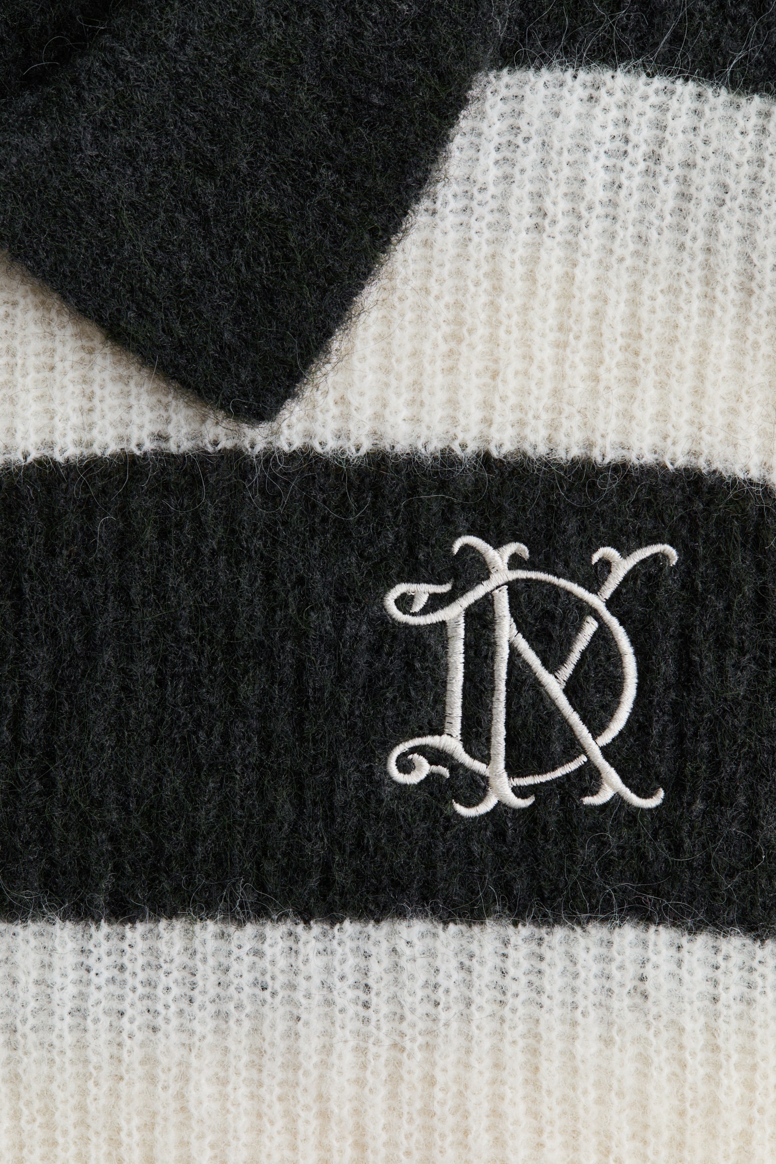 Женский свитер H&M Rib-Knit Polo Sweater, цвет: Кремовый / Зелёный полосатый — фото 6