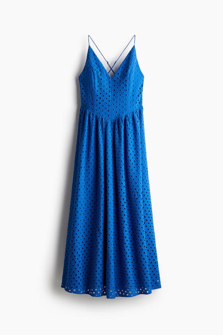 j crew blue eyelet dress J Crew Factory Blue Eyelet Button Up Lined Dress- Size 6