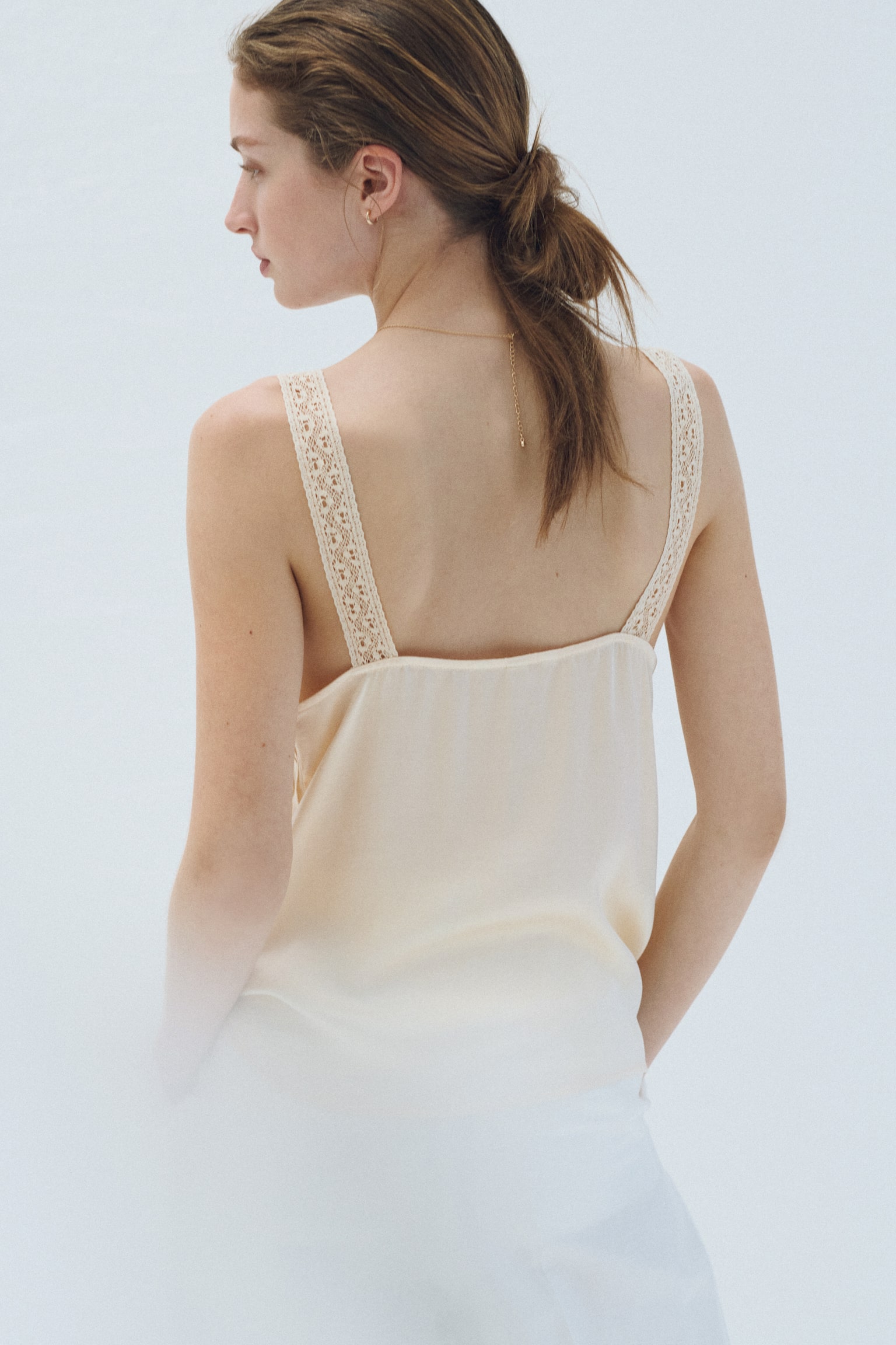 Lace-Trimmed Pintucked Top - 4
