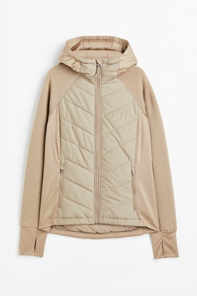 Padded hooded outdoor jacket - Beige/Black - 1