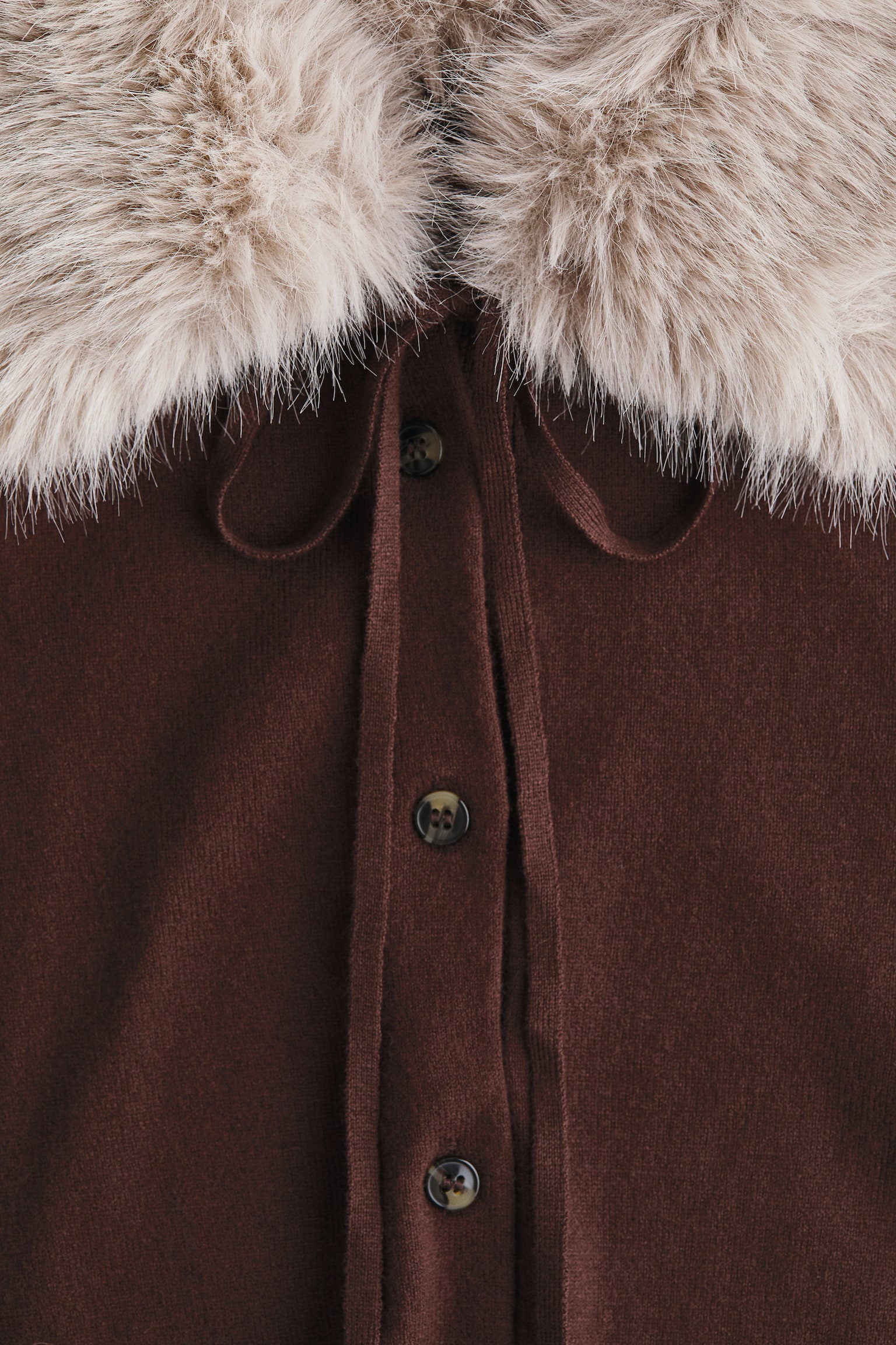 Yakalı Hırka - Koyu kahverengi/Koyu gri/Açık bej kırçıllı - 2