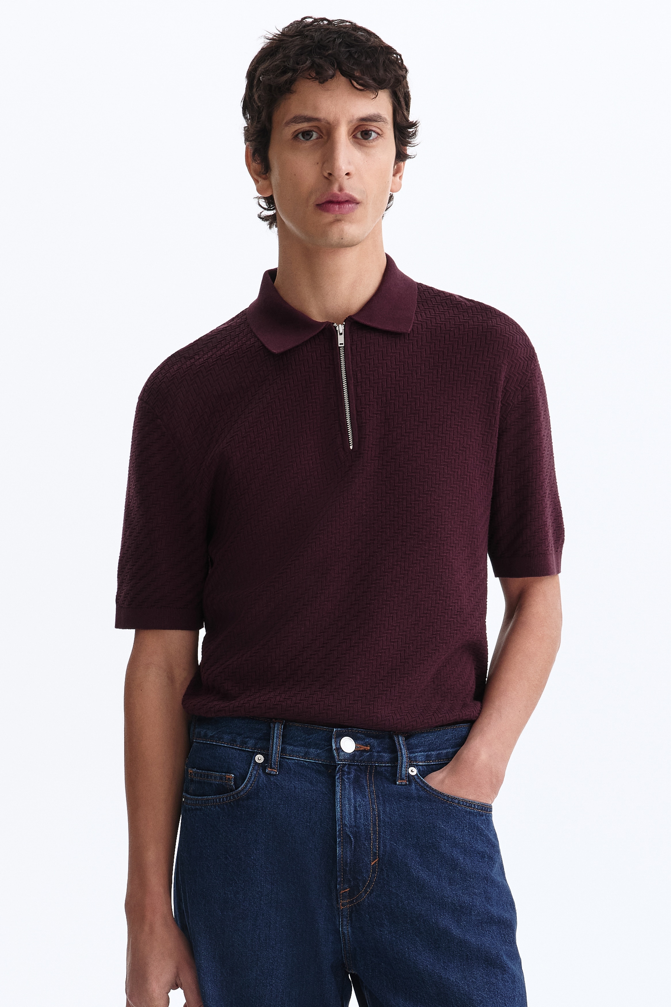 Slim-Fit Polo Shirt - Burgundy - Men | H&M US