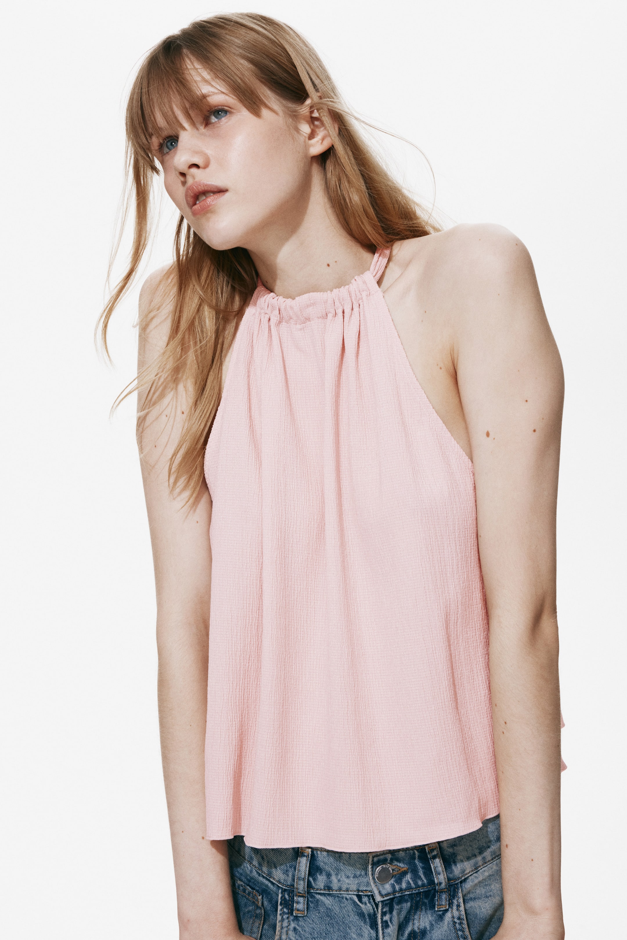 Crinkled Drawstring Top