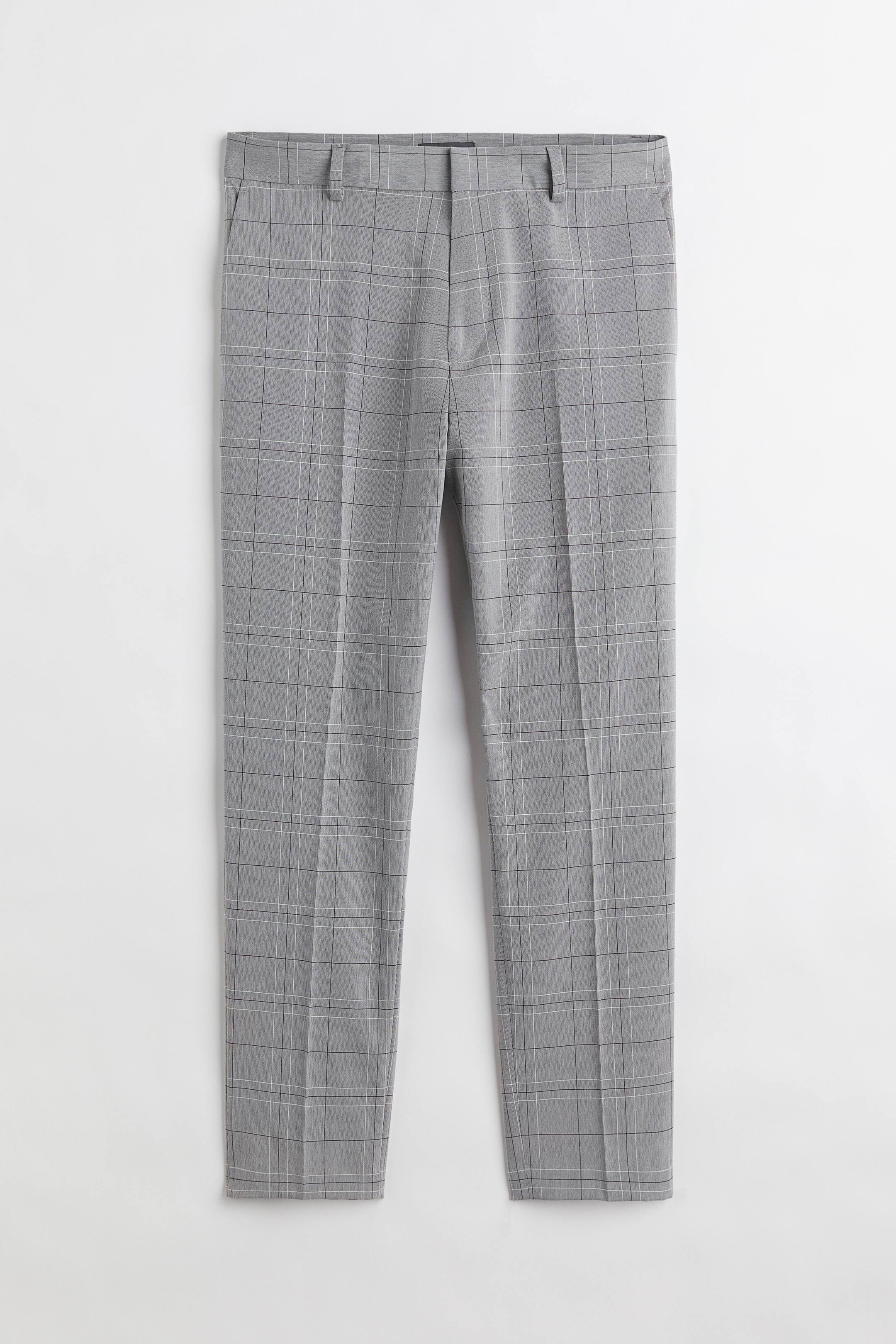 查看大圖: 貼身九分褲 - 淺灰色/格紋 - Men | H&M 1