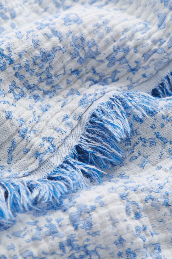 Patterned cotton bedspread - Light blue/Patterned - 2
