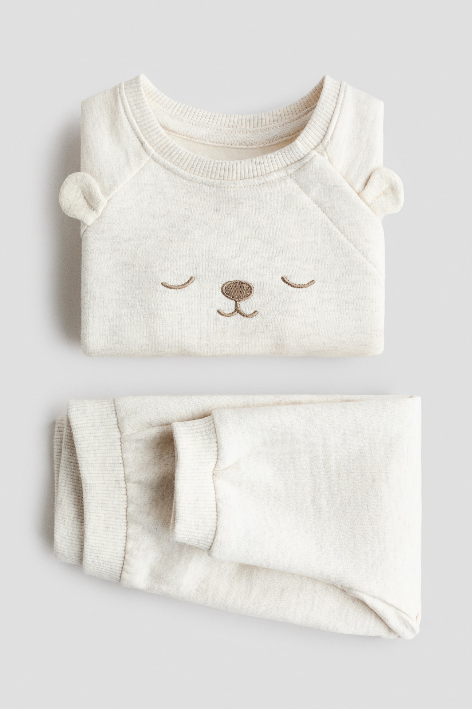 Set 2 pezzi in cotone con stampa - Beige chiaro/orso/Crema/orsetti - 3