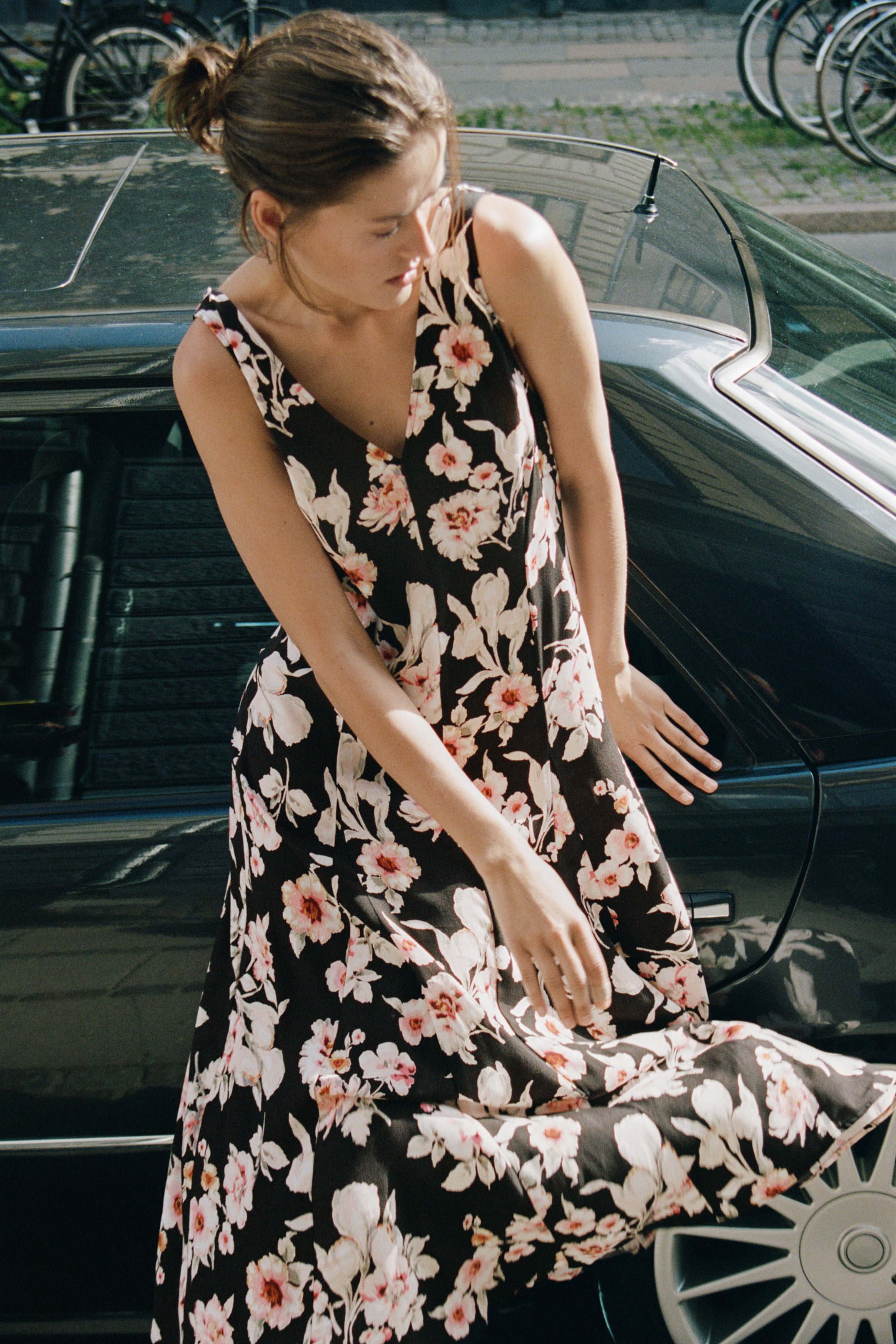 Crêpe Dress with Godet Pleats