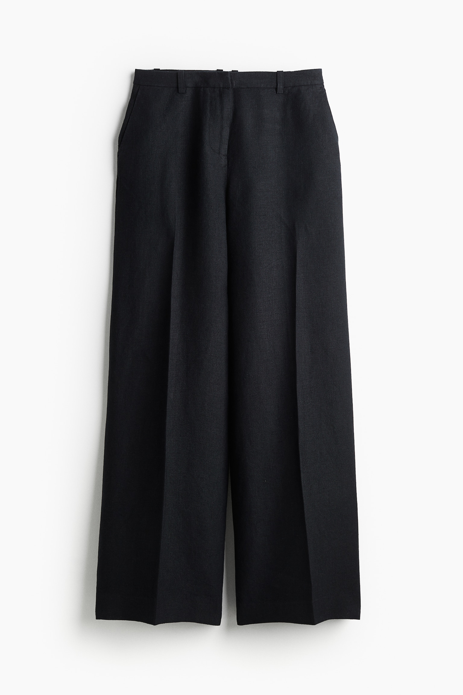 Tailored Linen Pants - Black/Light beige/Beige - 2