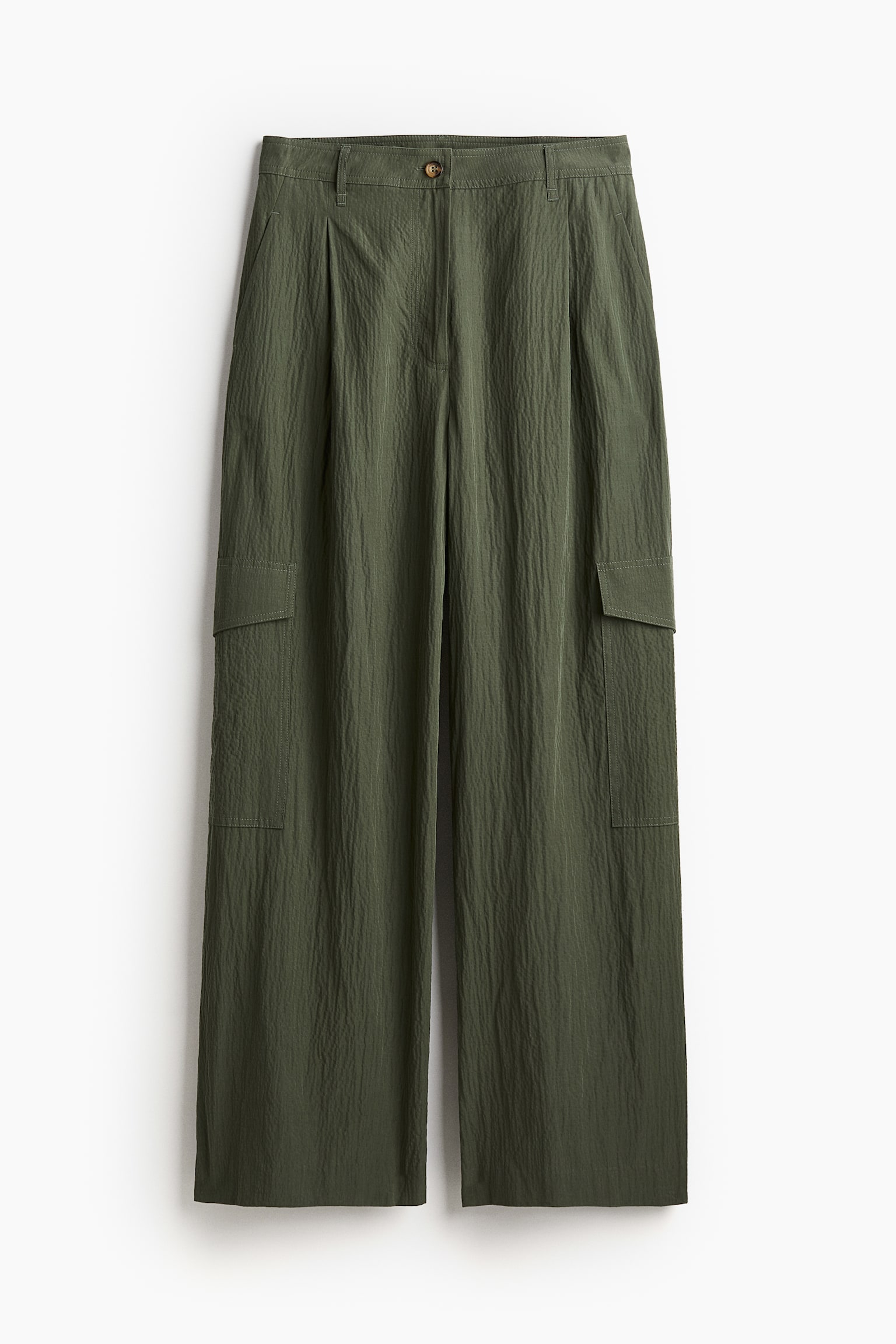 Textured-weave cargo trousers - Dark green - 2