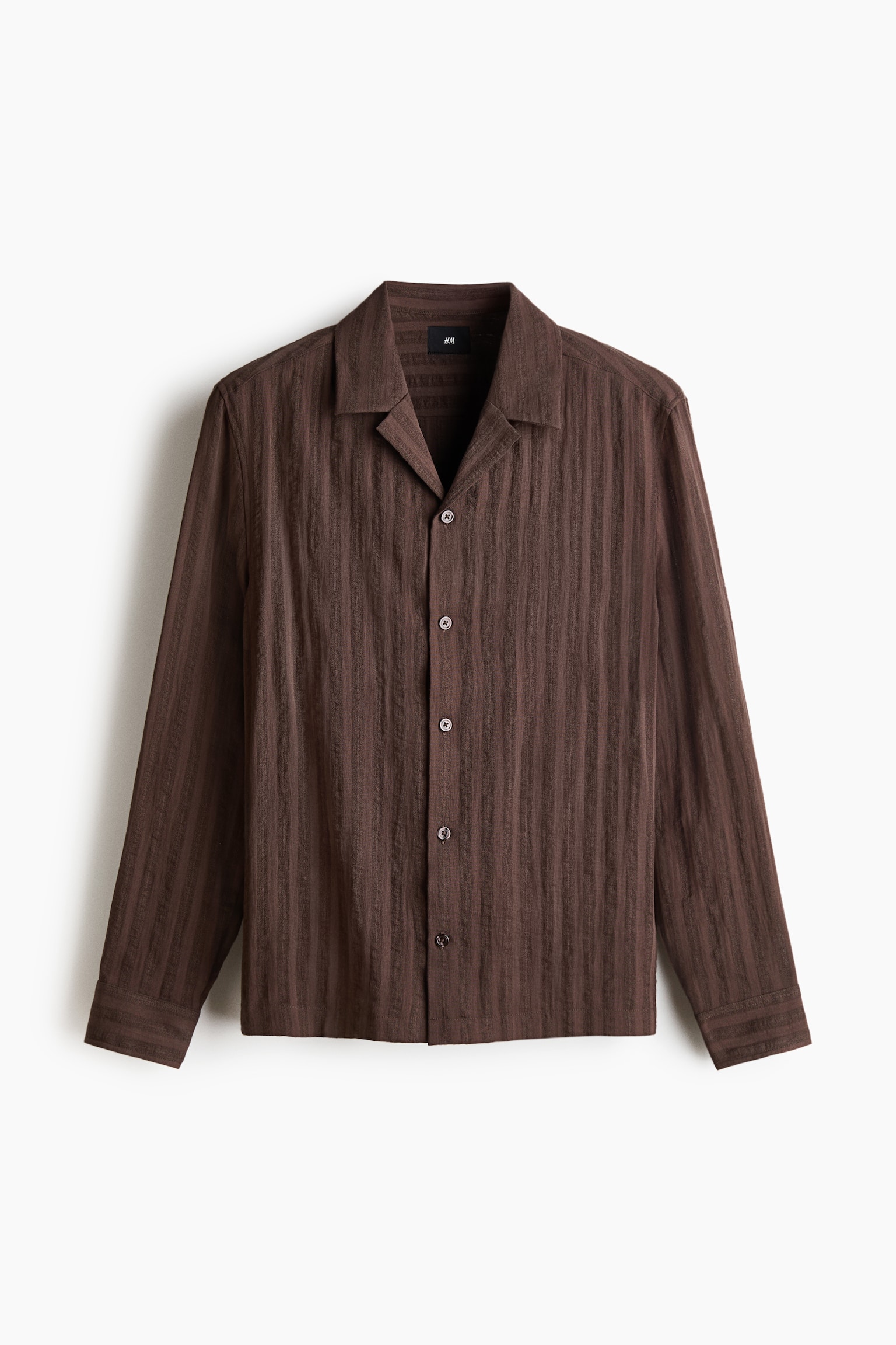 Regular Fit Long-sleeved resort shirt - Dark brown/Dark blue/Cream - 1