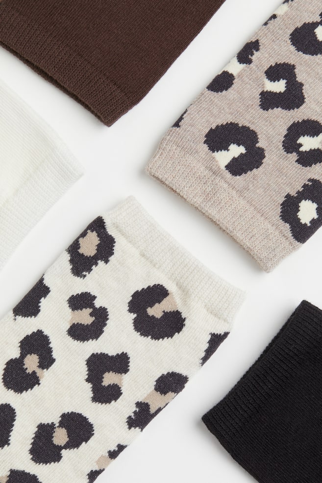 7-pack socks - Black/Leopard print/Light beige/White/Black - 2