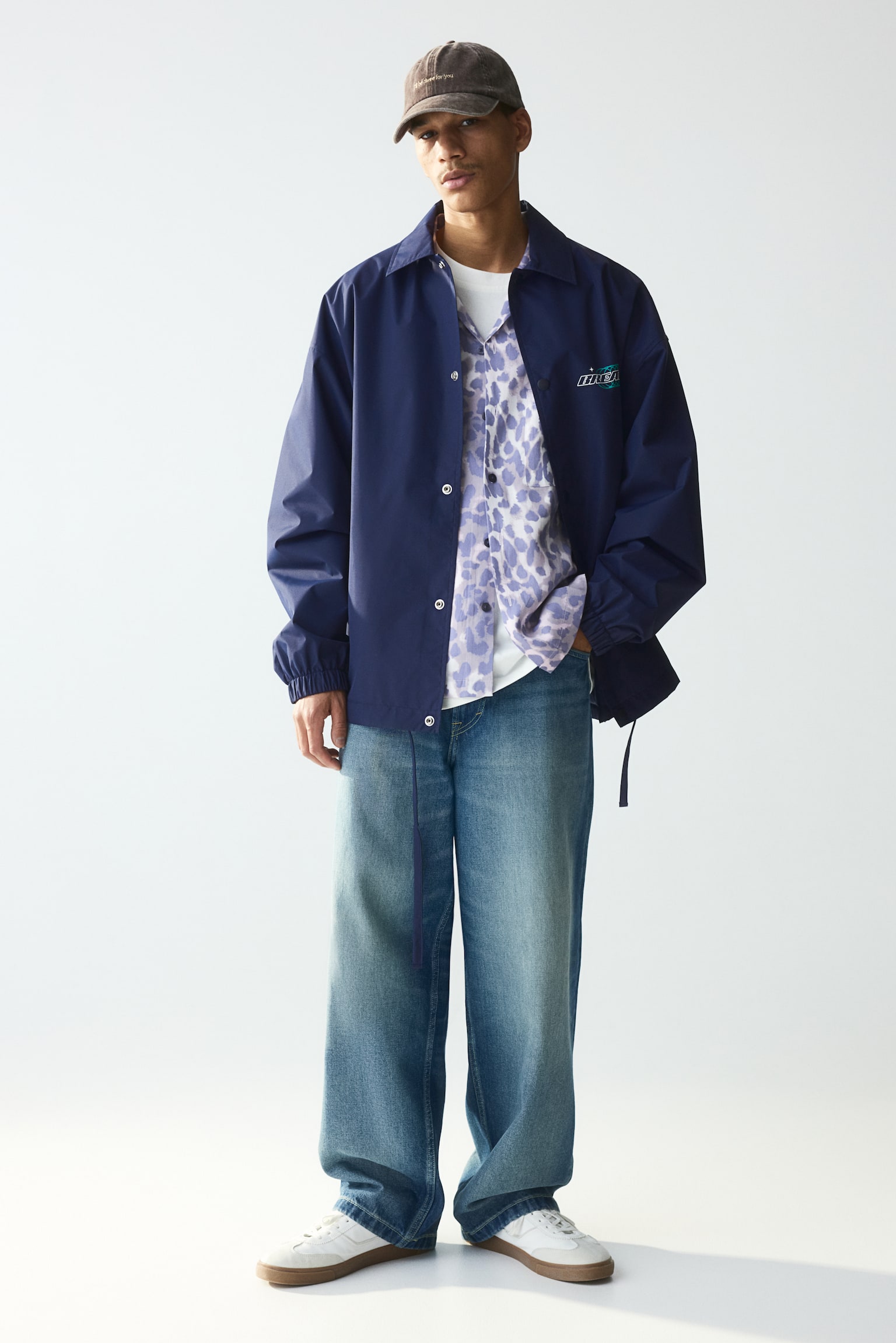 Loose Fit Water-repellent coach jacket - Dark blue/Breathe - 3